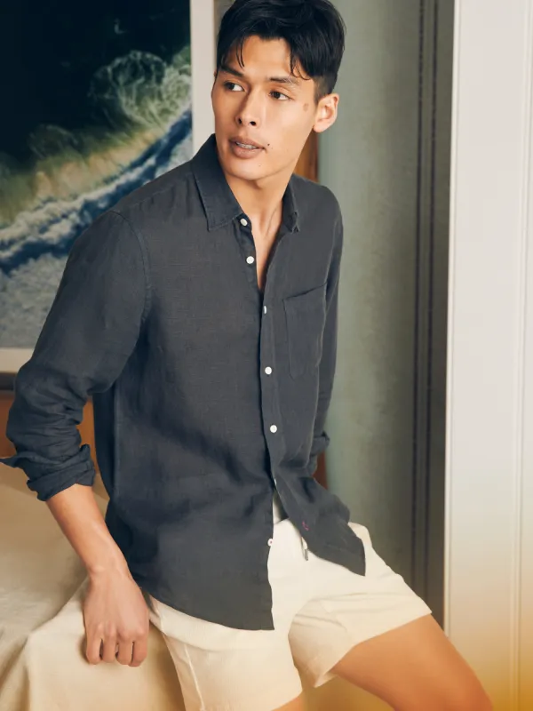 Laguna Linen Shirt - Washed Black sold by Faherty