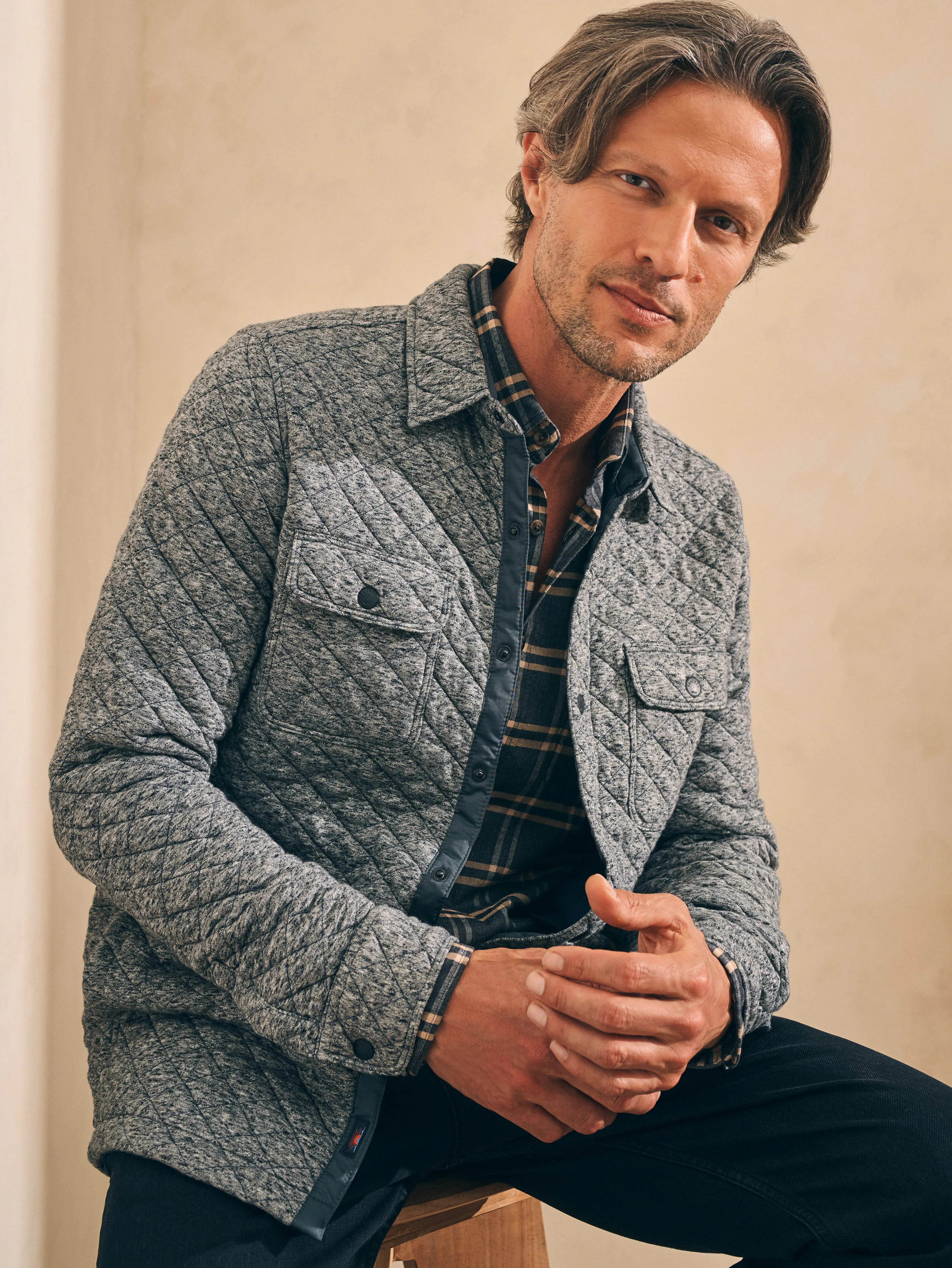 Epic Quilted Fleece CPO - Carbon Melange sold by Faherty product image thumbnail 2