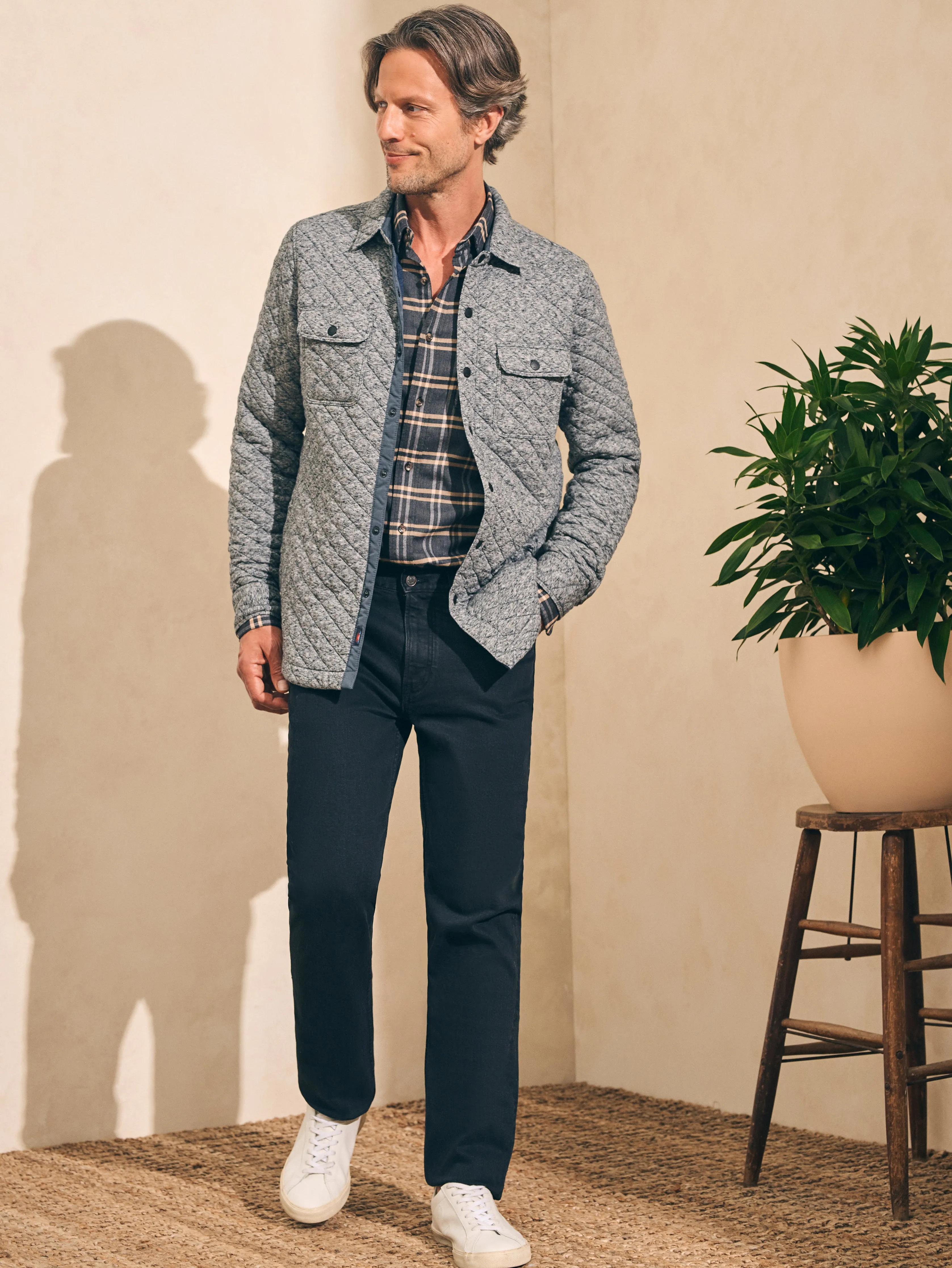 Epic Quilted Fleece CPO - Carbon Melange sold by Faherty product image thumbnail 4