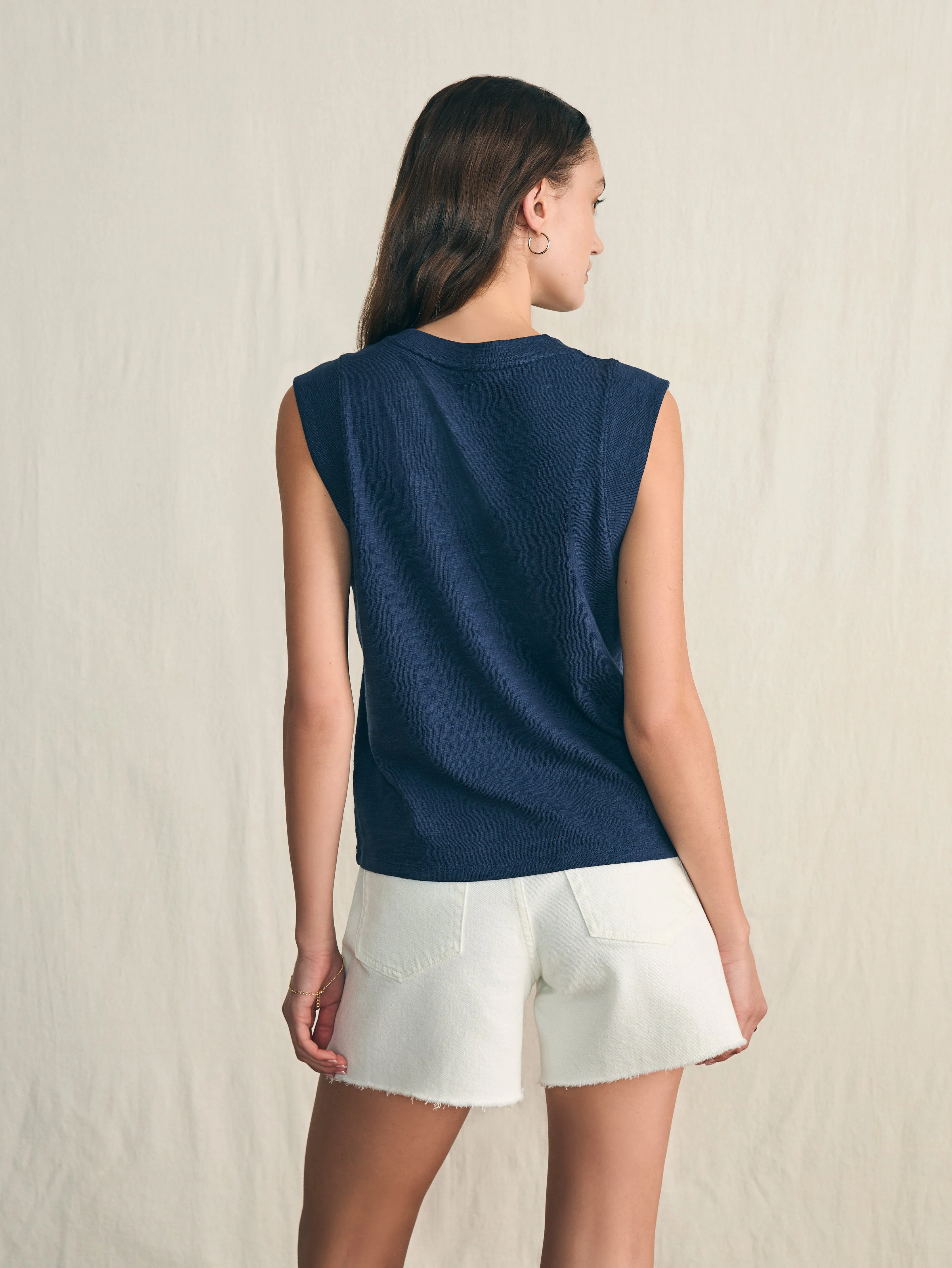 Sunwashed Slub Muscle Tank - Navy Blazer sold by Faherty product image thumbnail 5