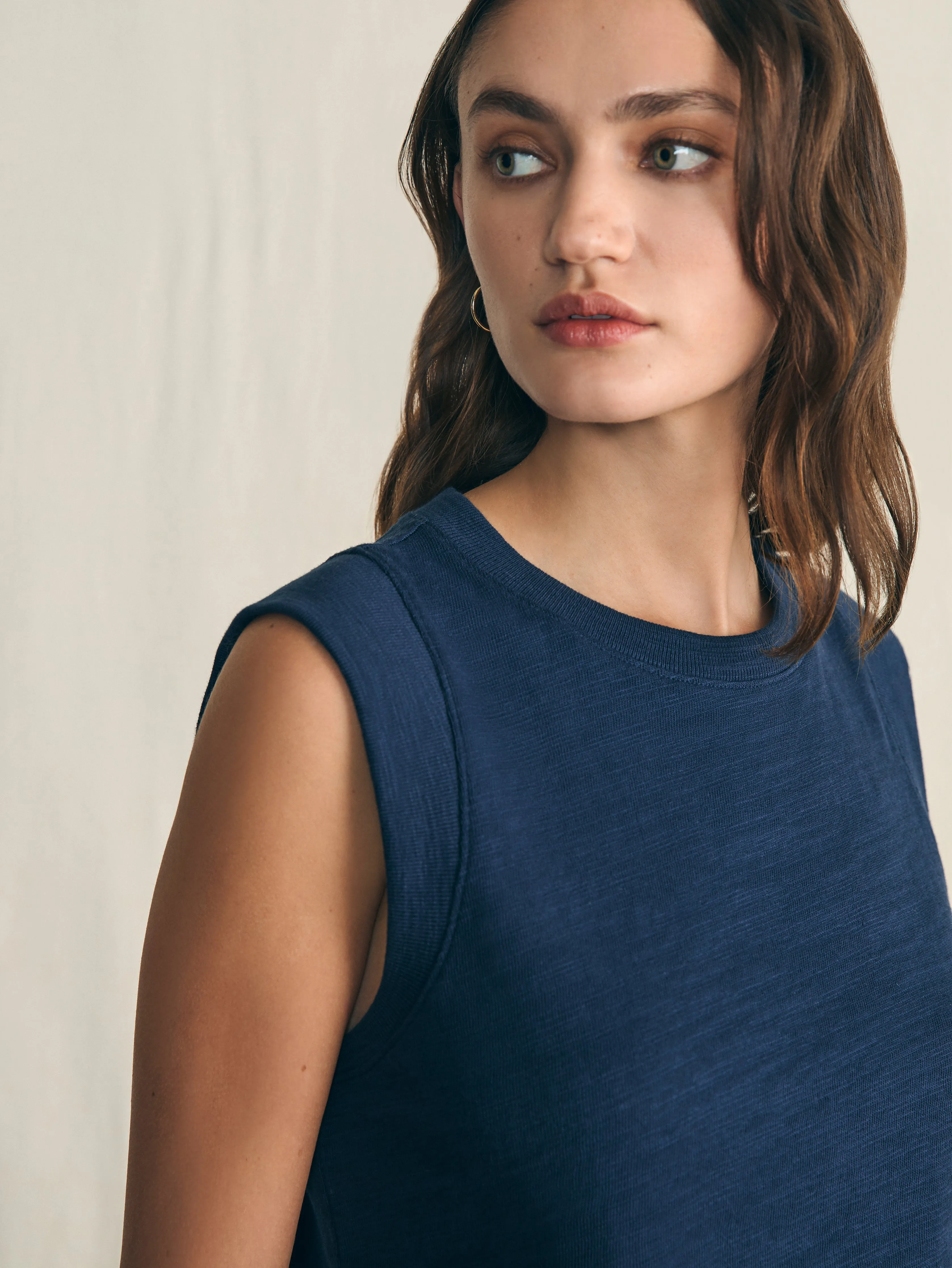 Sunwashed Slub Muscle Tank - Navy Blazer sold by Faherty product image thumbnail 2