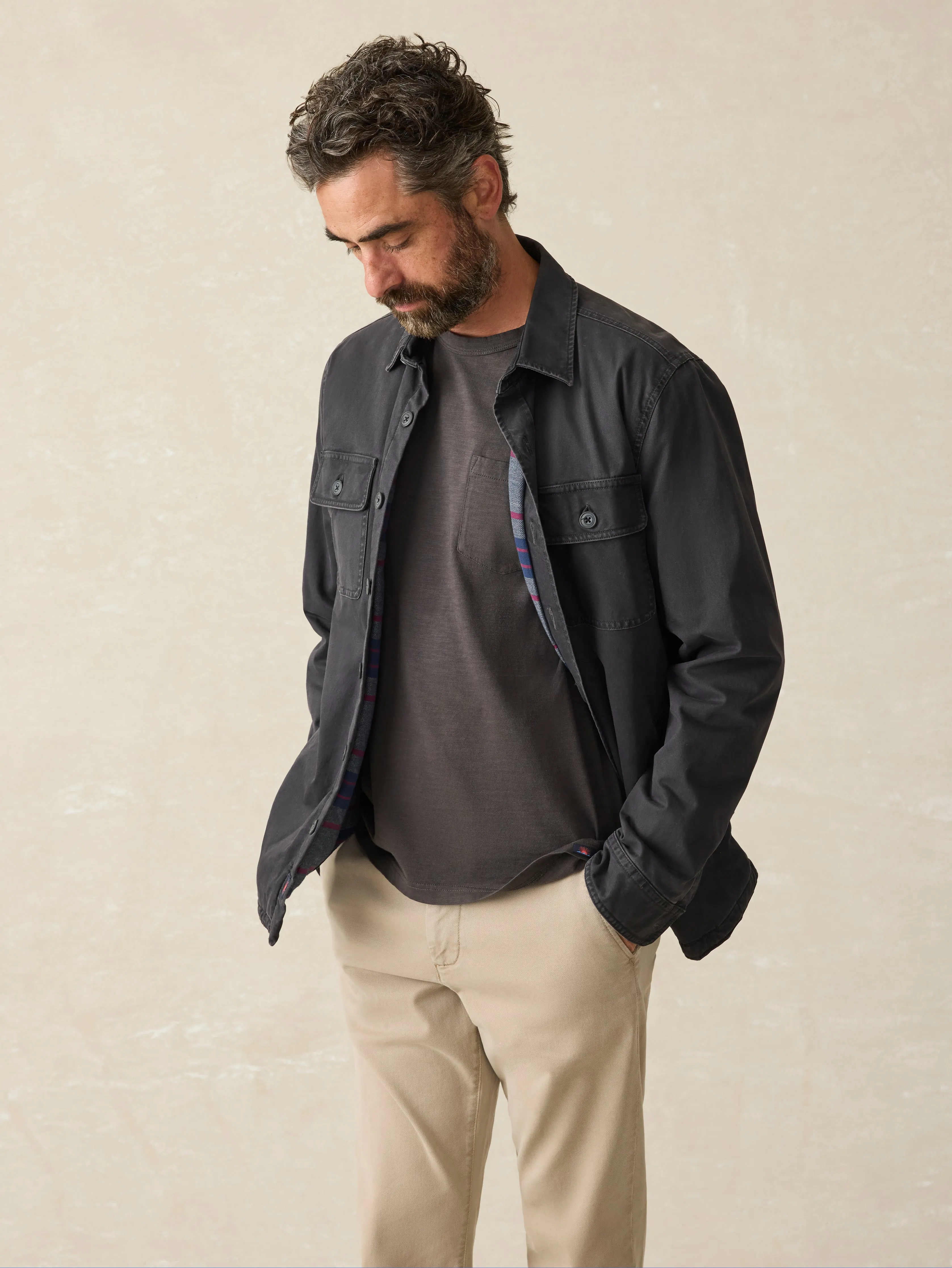 Stretch Blanket Lined CPO - Washed Black sold by Faherty