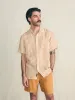 Short-Sleeve Palma Linen Shirt - Gold Ivory Stripe sold by Faherty