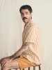 Short-Sleeve Palma Linen Shirt - Gold Ivory Stripe sold by Faherty