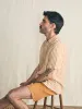 Short-Sleeve Palma Linen Shirt - Gold Ivory Stripe sold by Faherty