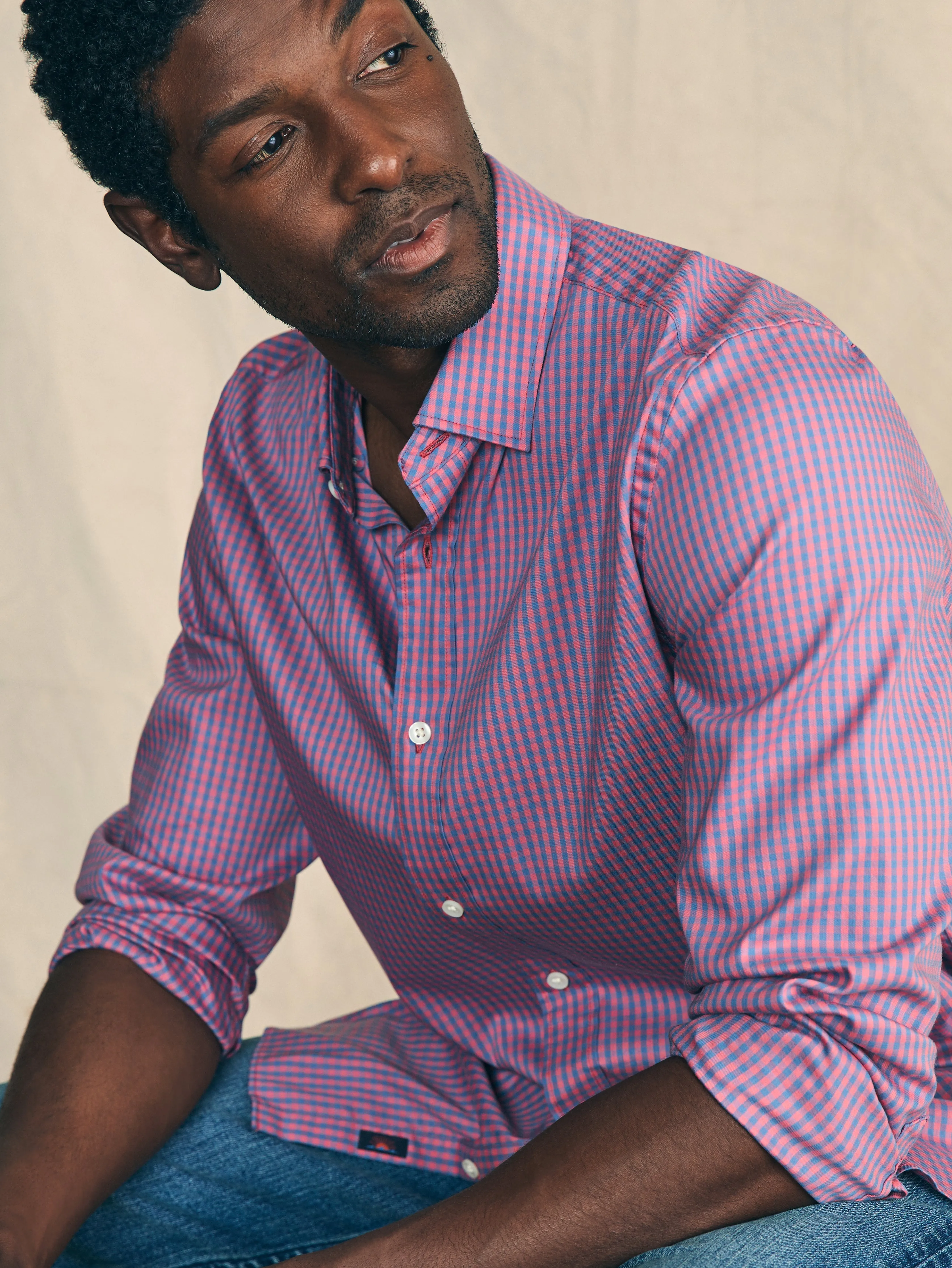 Movement™ Shirt Classic Fit - Blue Rose Gingham sold by Faherty product image thumbnail 5