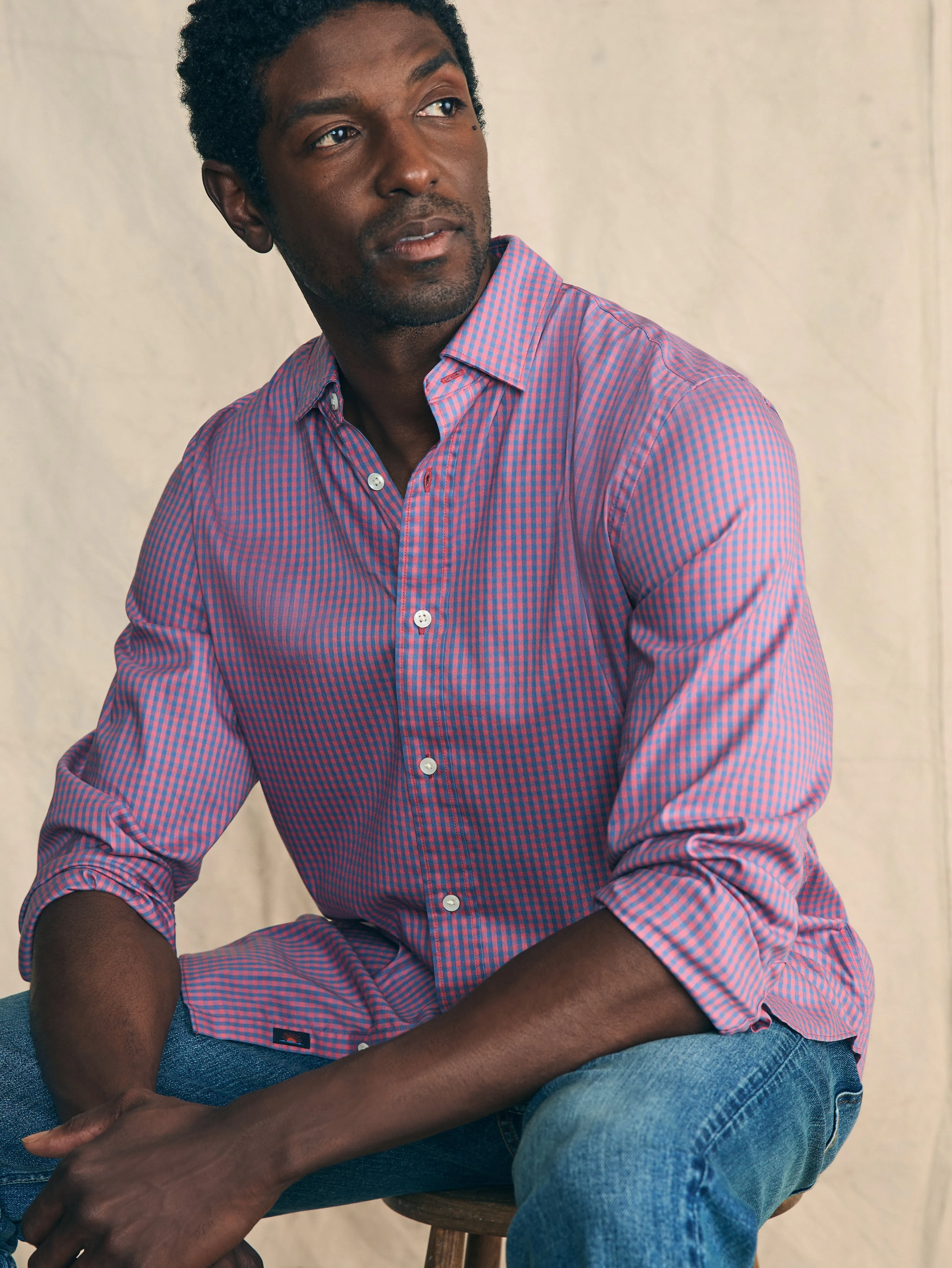 Movement™ Shirt Classic Fit - Blue Rose Gingham sold by Faherty product image thumbnail 2