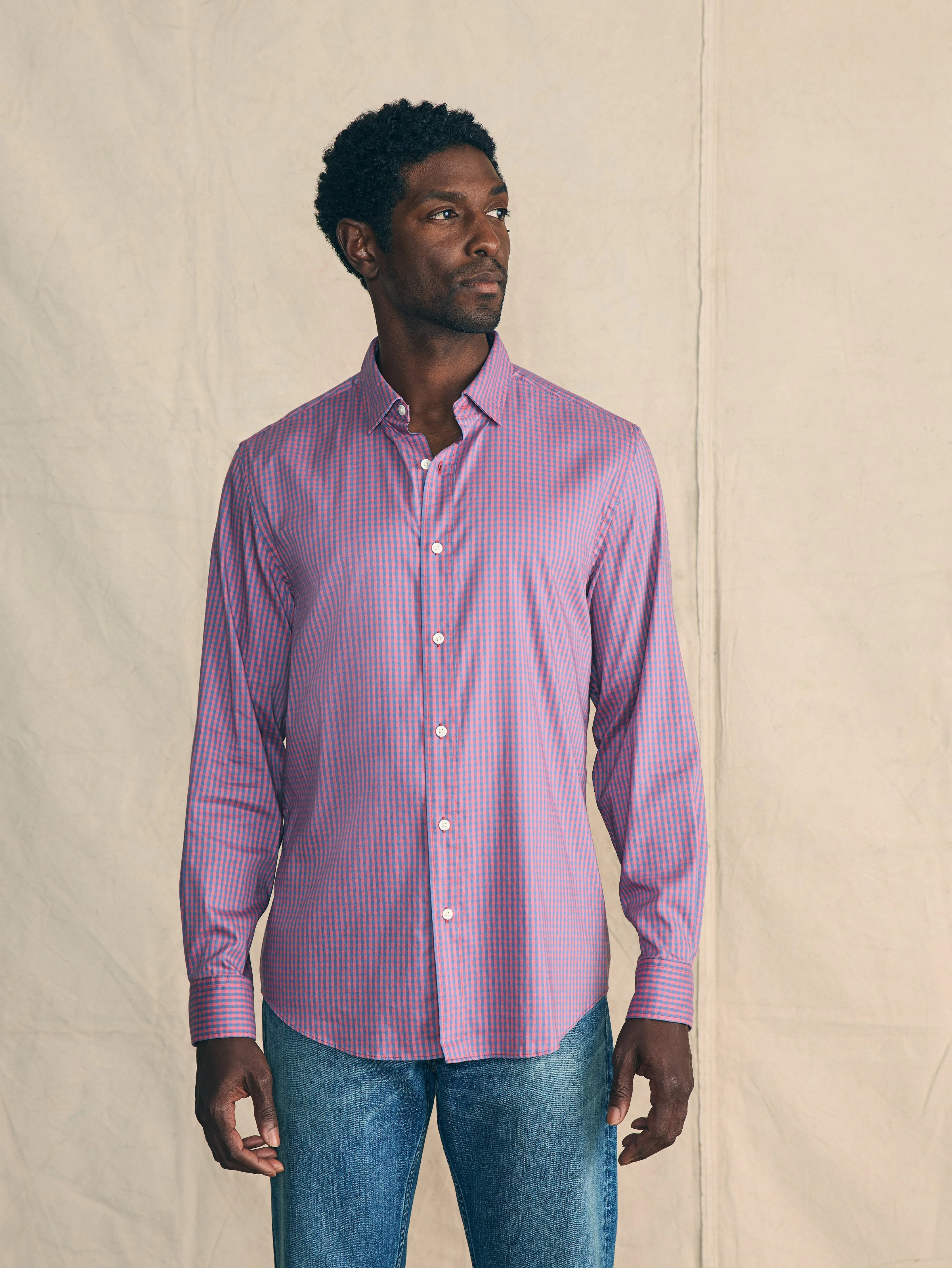 Movement™ Shirt Classic Fit - Blue Rose Gingham sold by Faherty product image thumbnail 4