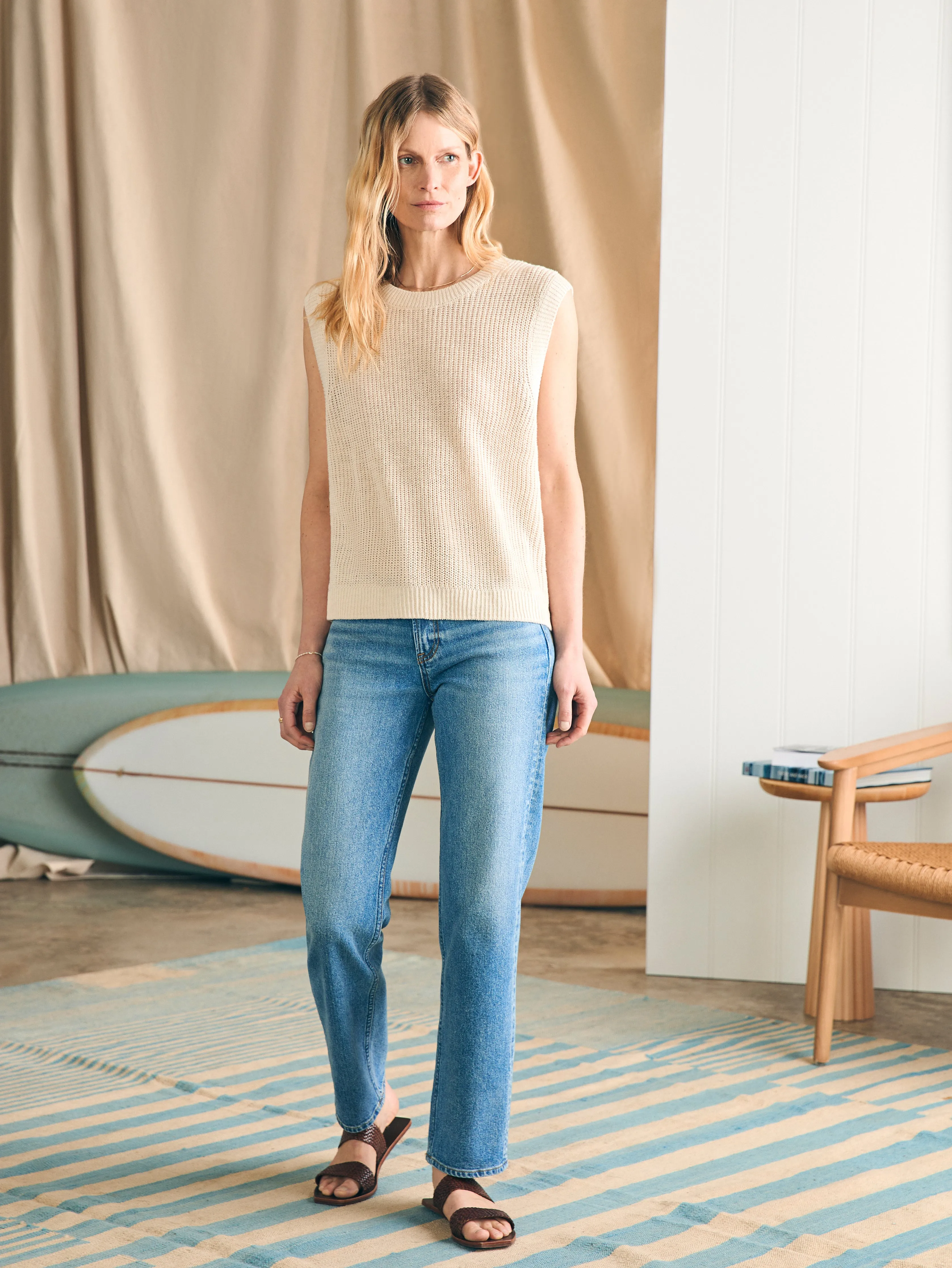 Miramar Linen Muscle Tank - Summer Sand sold by Faherty product image thumbnail 4