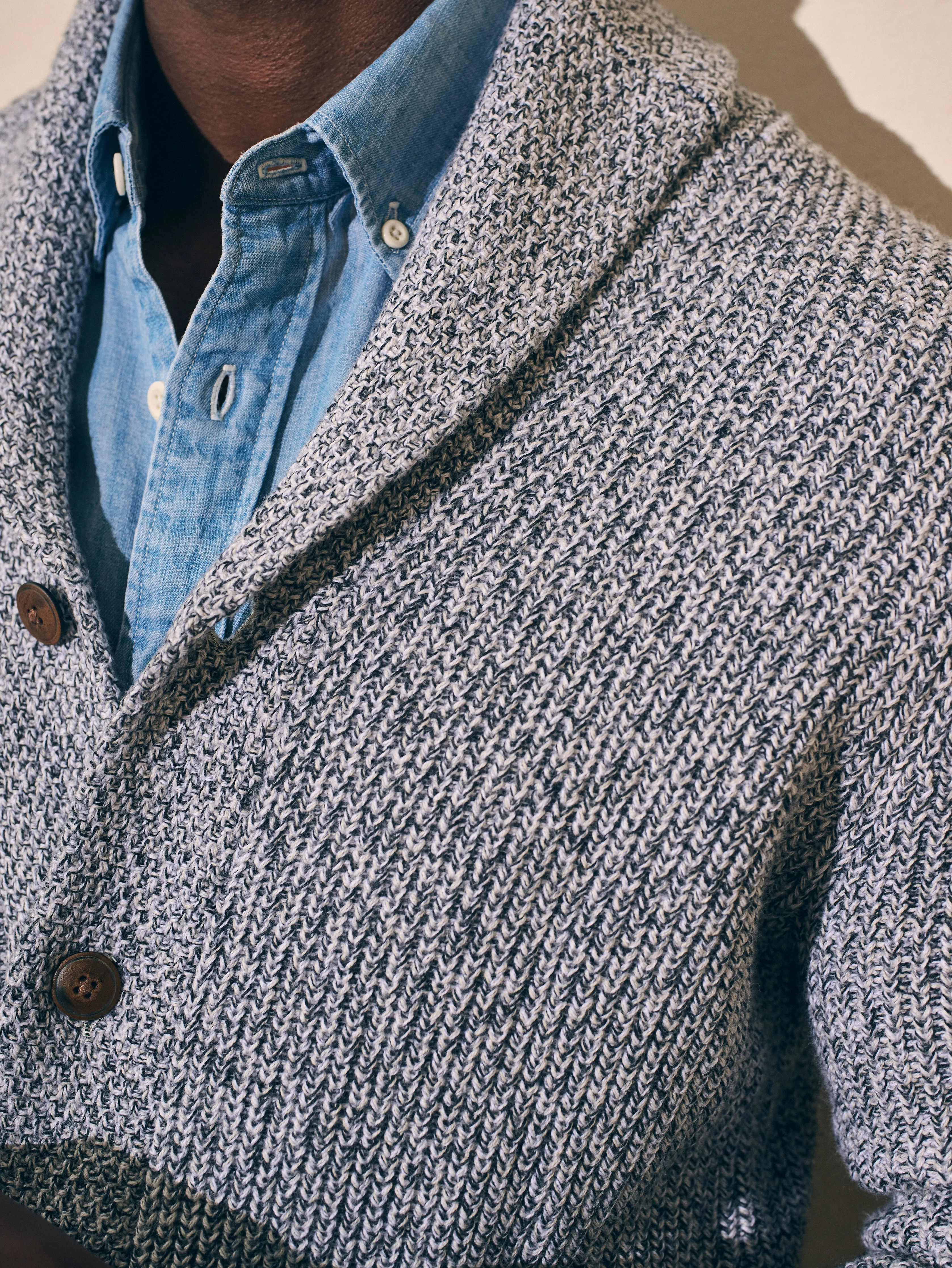 Marled Cotton Cardigan - Light Grey Marl sold by Faherty product image thumbnail 2