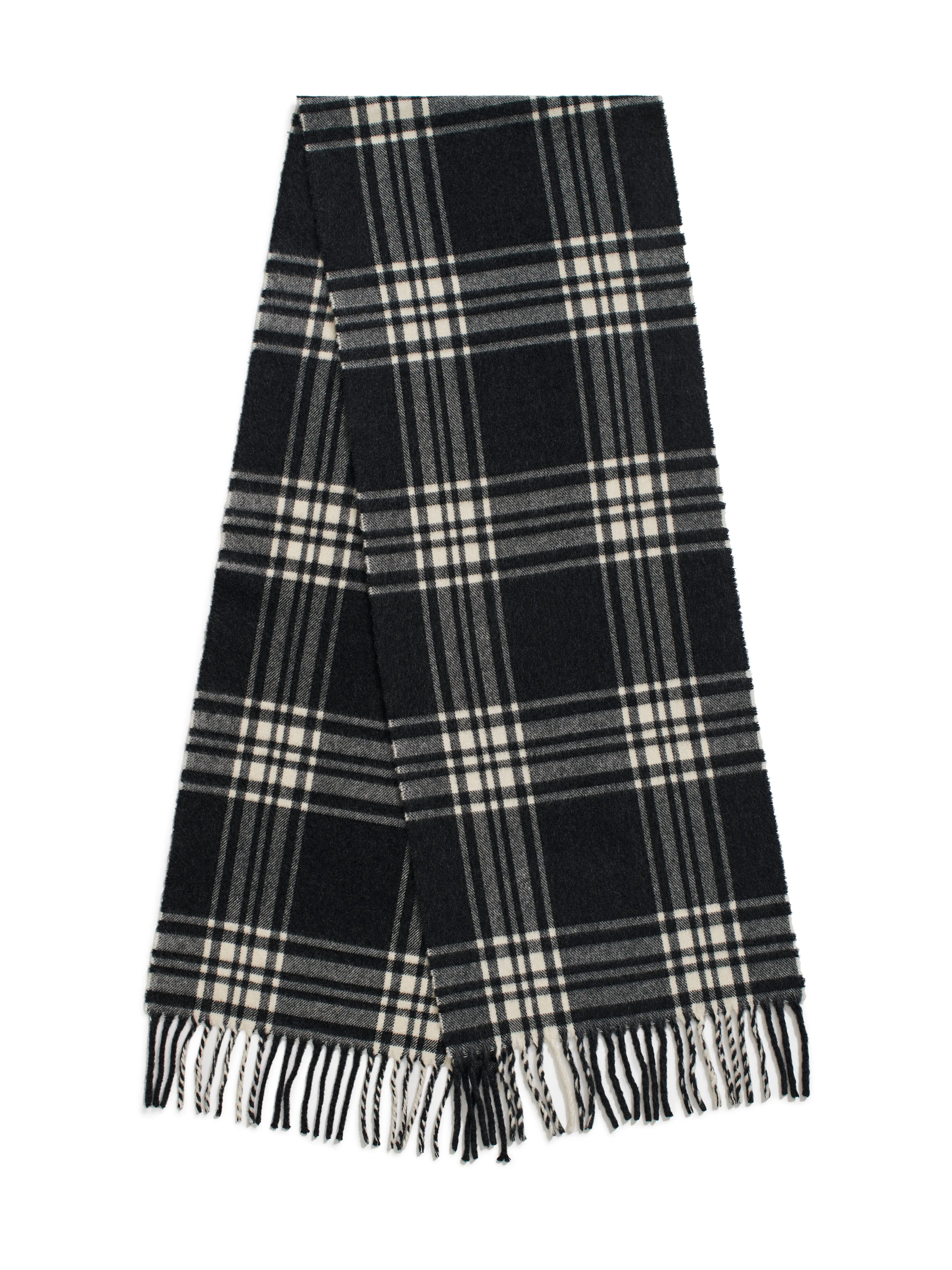 Recycled Cashmere Plaid Scarf - Grey sold by Faherty