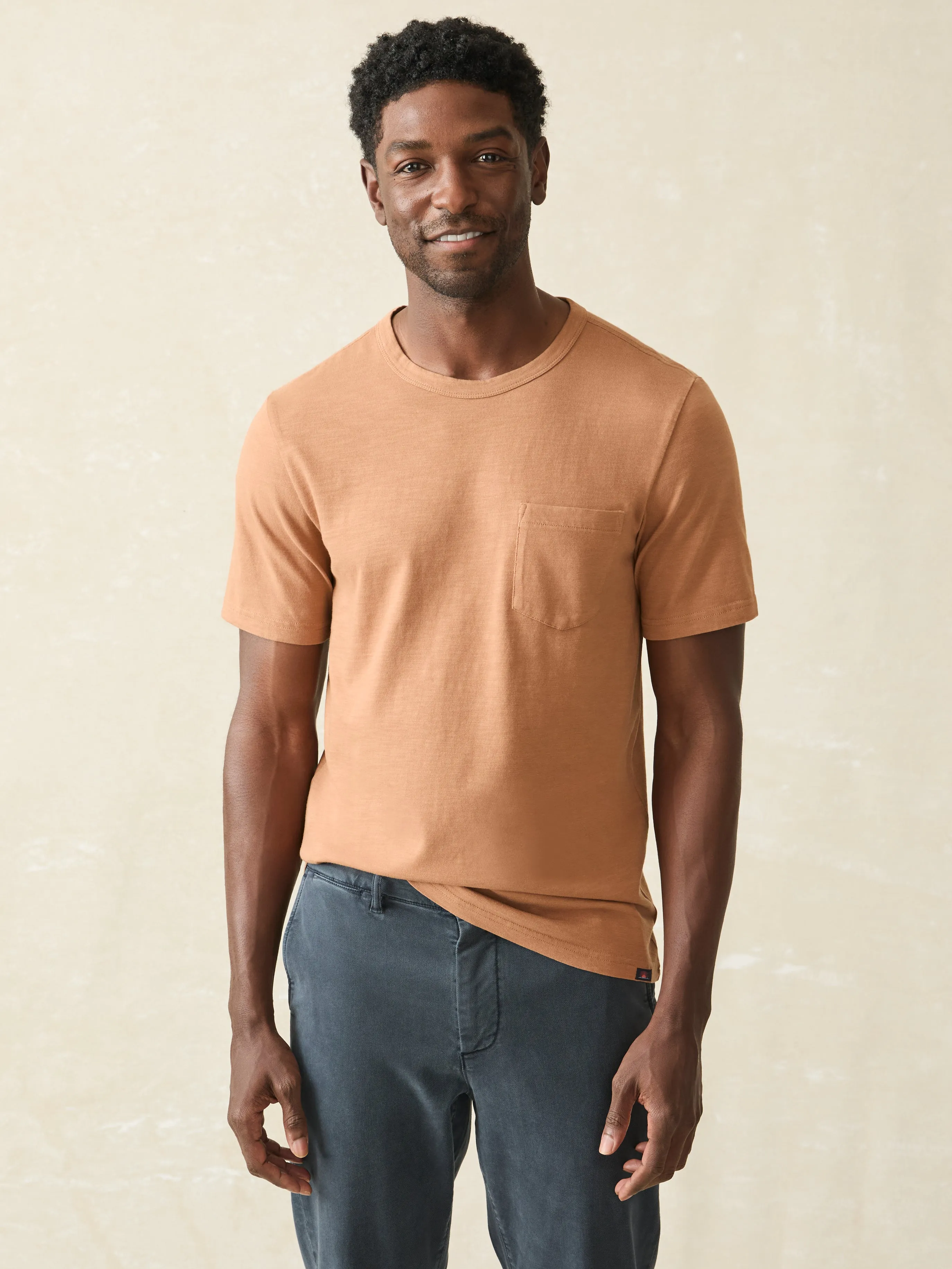 Sunwashed Pocket Tee - Bronze sold by Faherty