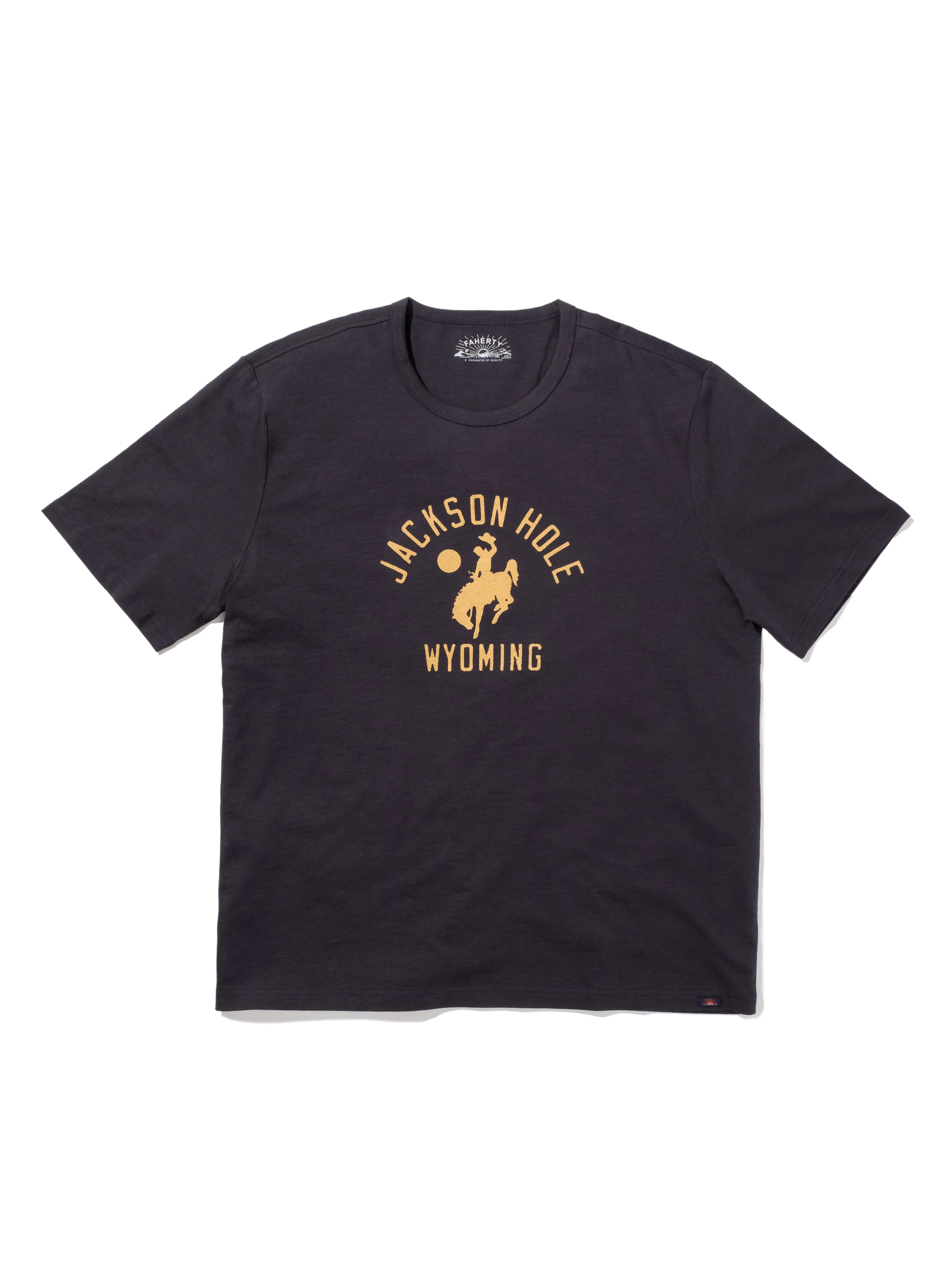 Jackson Hole Short-Sleeve Crew T-Shirt - Washed Black sold by Faherty
