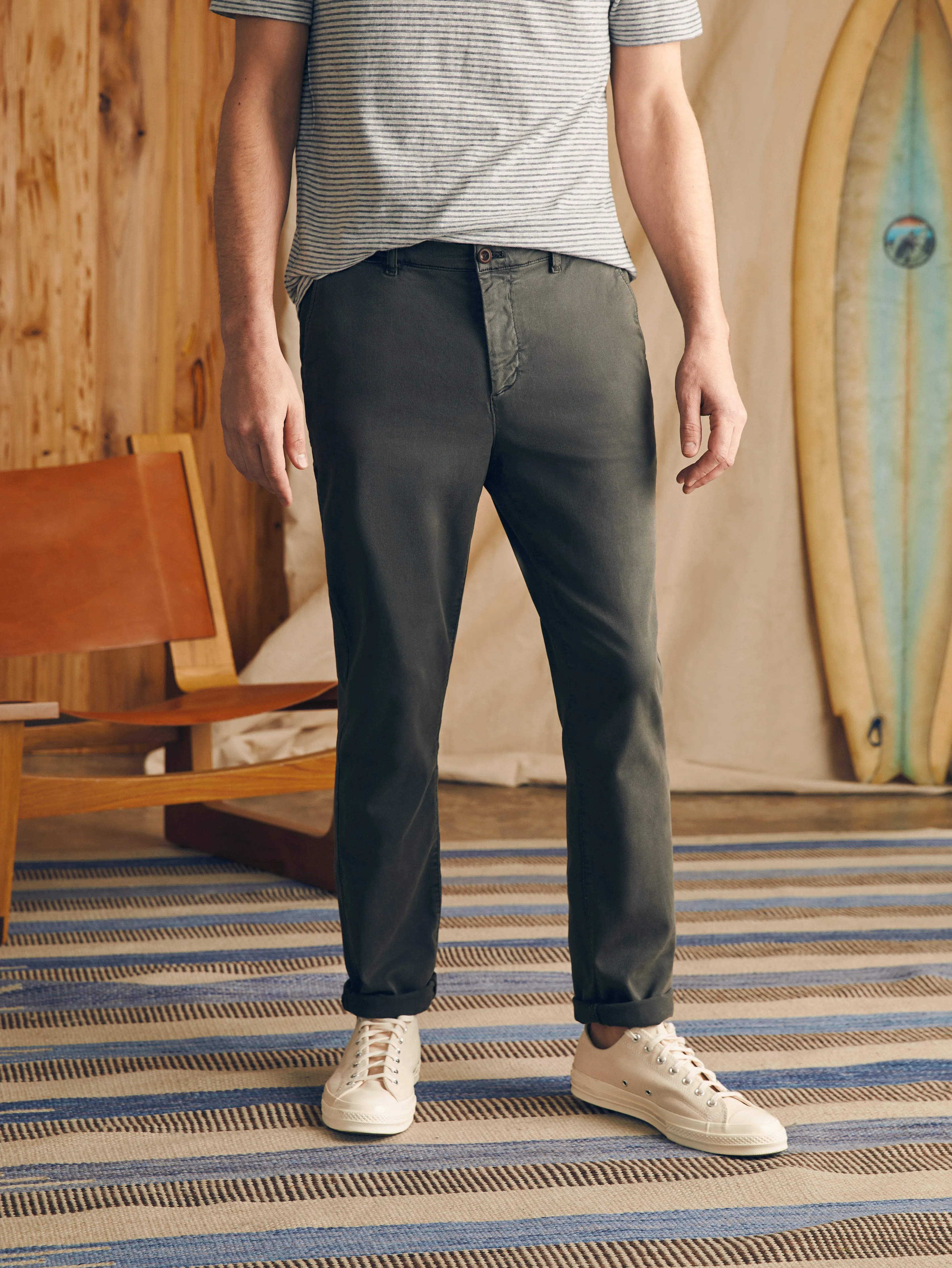 Coastline Stretch Chino (32" Inseam) - Faded Black sold by Faherty