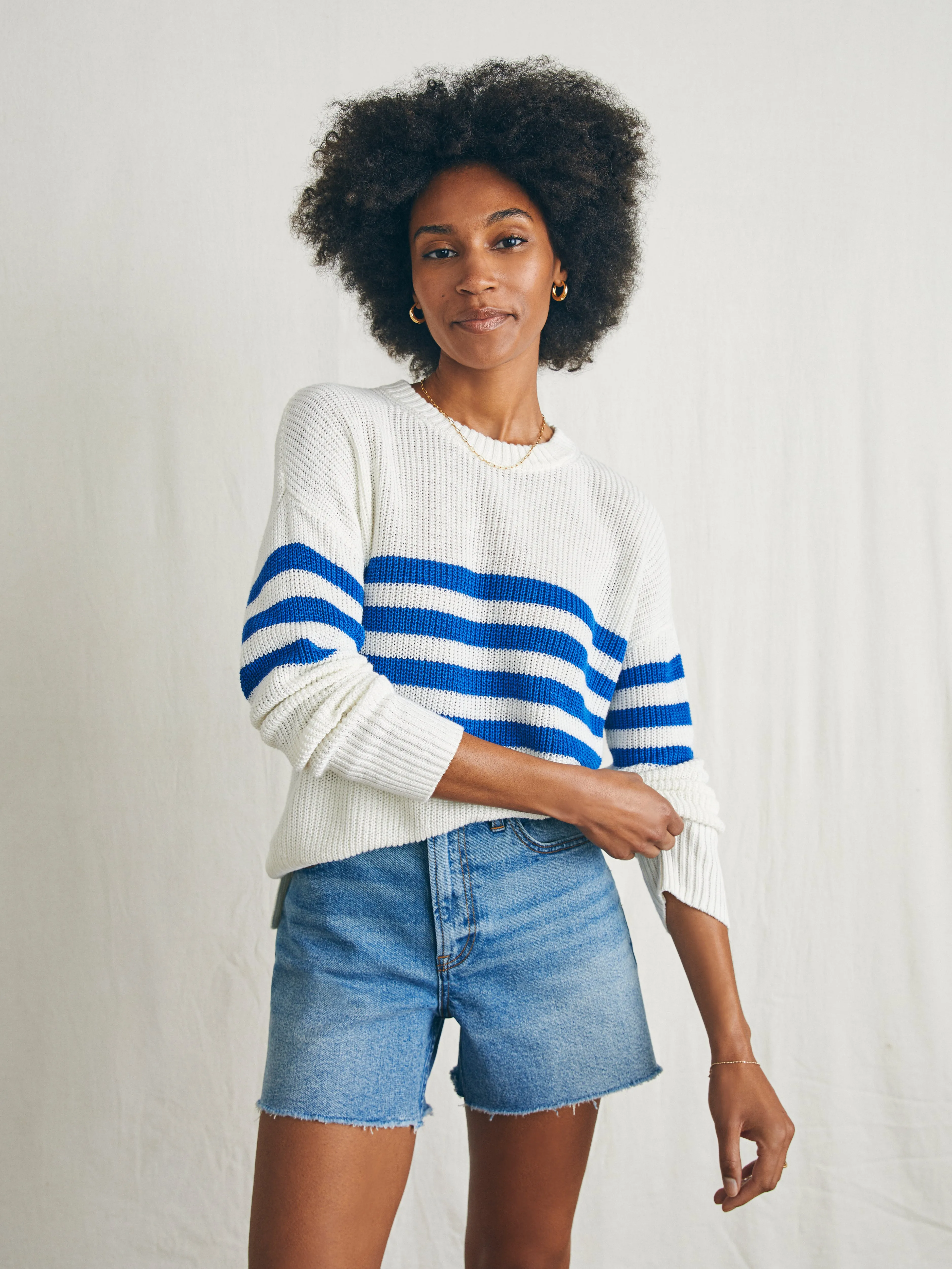 Miramar Linen Crew Sweater - Charleston Stripe sold by Faherty product image thumbnail 5