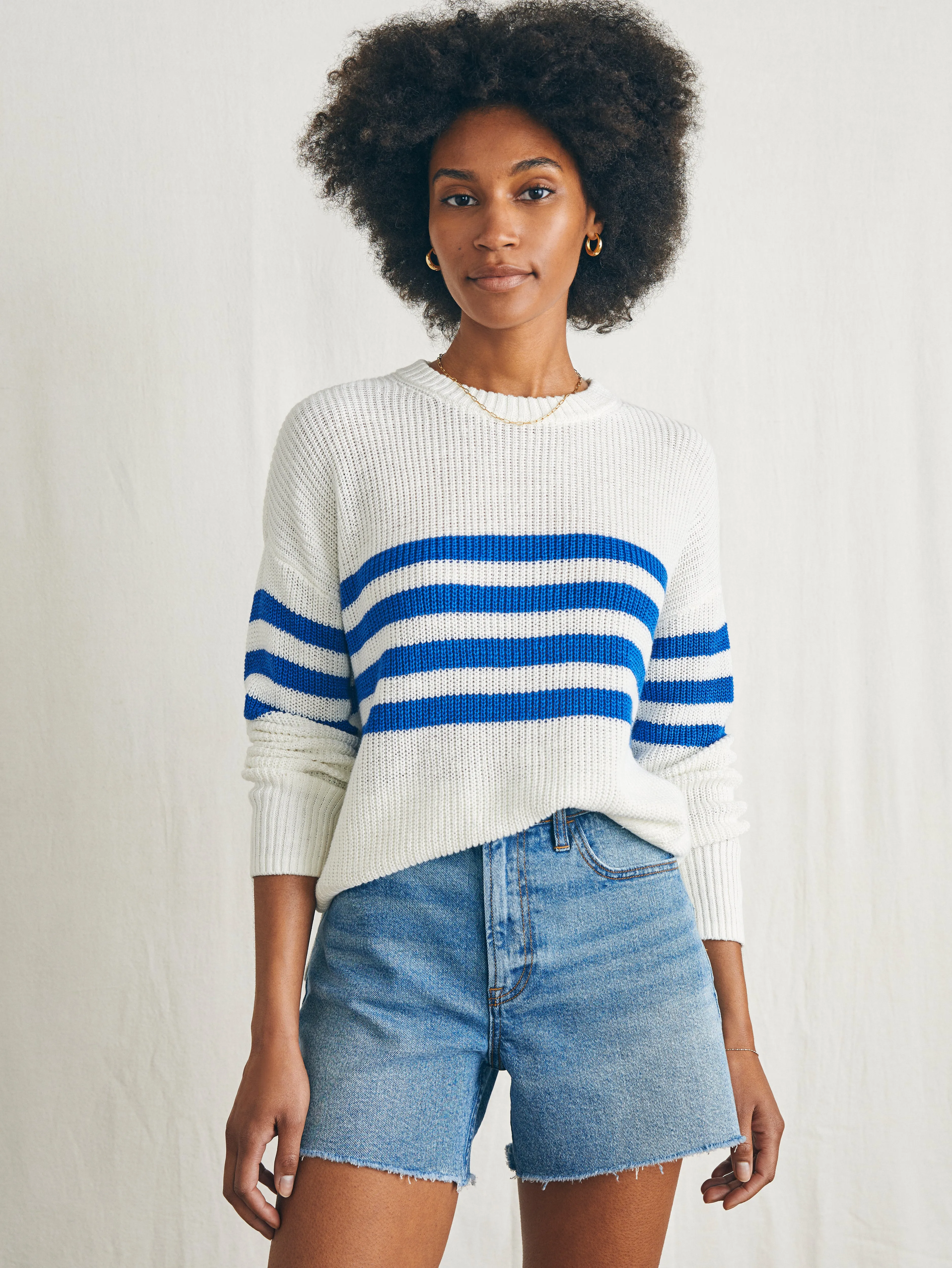 Miramar Linen Crew Sweater - Charleston Stripe sold by Faherty product image thumbnail 2