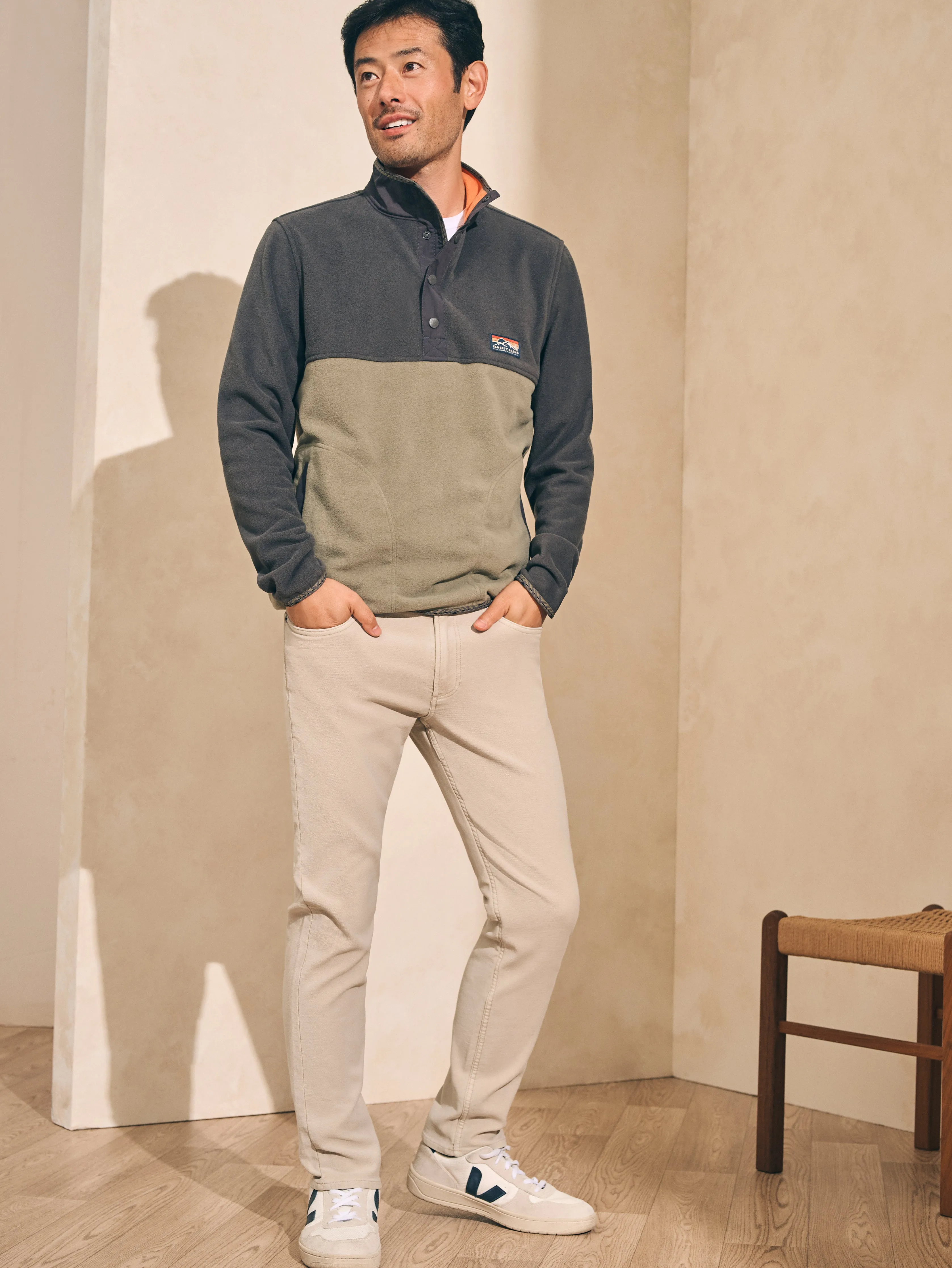 Low Pile Fleece Popover - Faded Black Light Pine sold by Faherty product image thumbnail 3