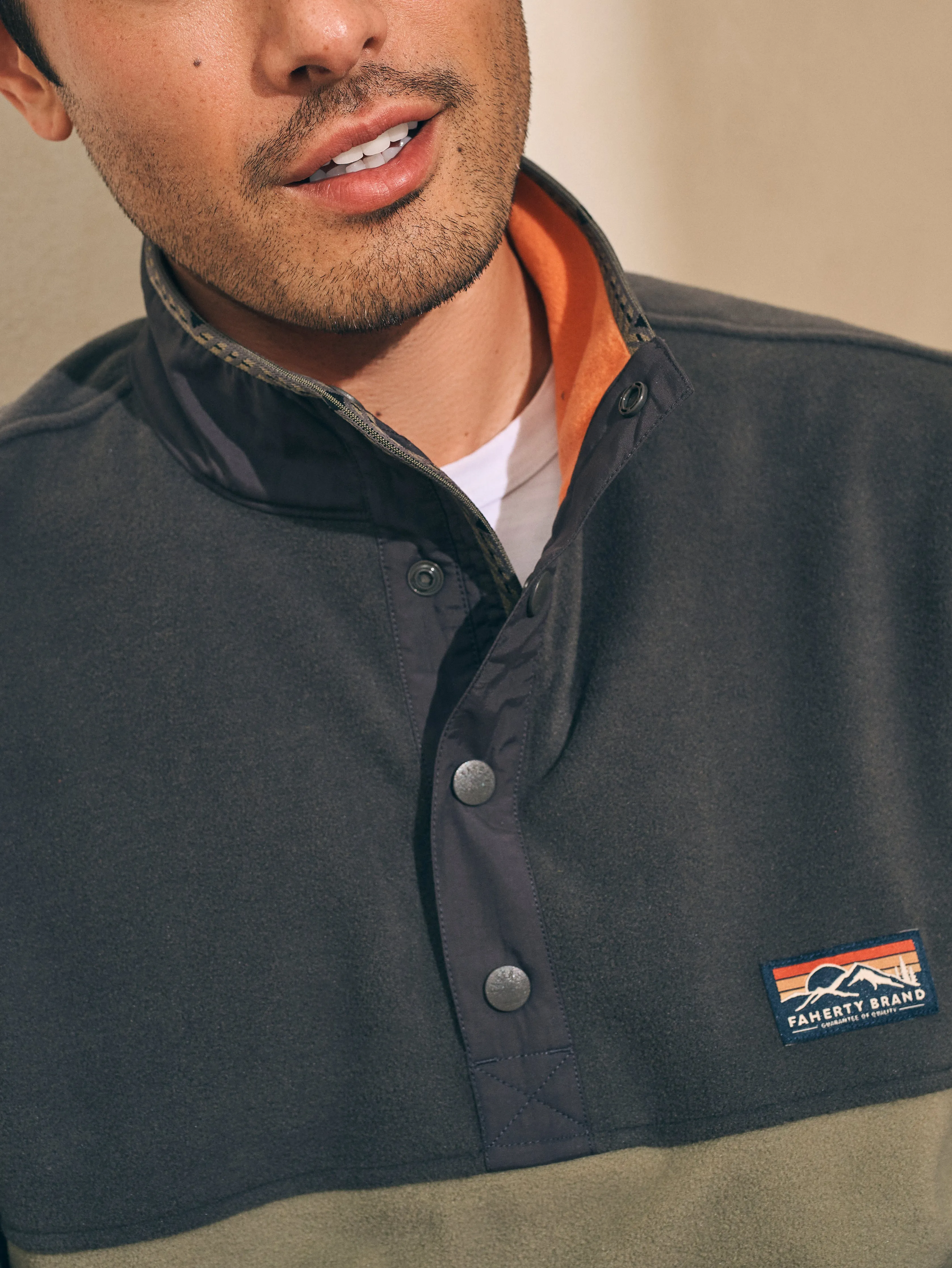 Low Pile Fleece Popover - Faded Black Light Pine sold by Faherty product image thumbnail 2