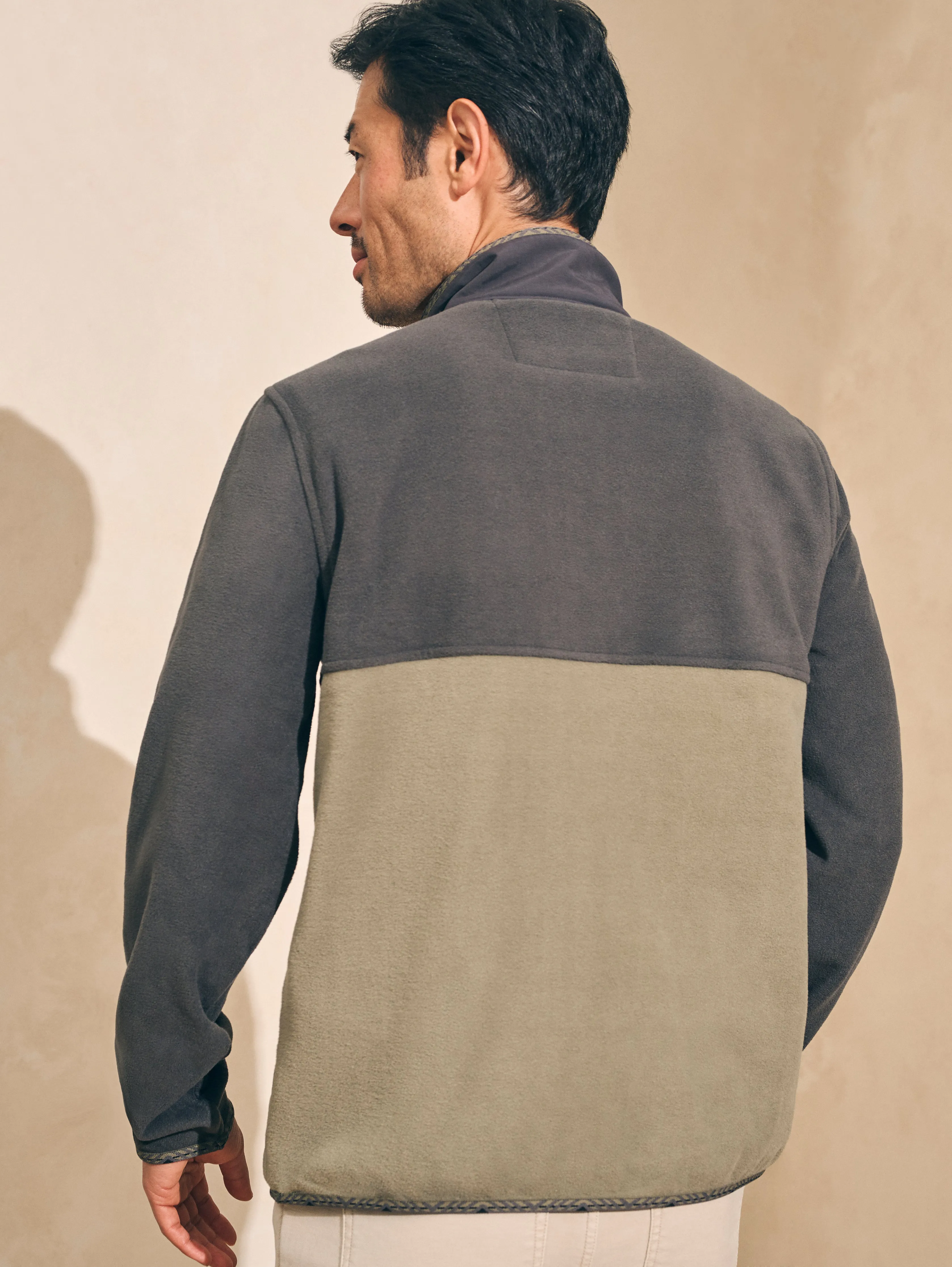 Low Pile Fleece Popover - Faded Black Light Pine sold by Faherty product image thumbnail 4