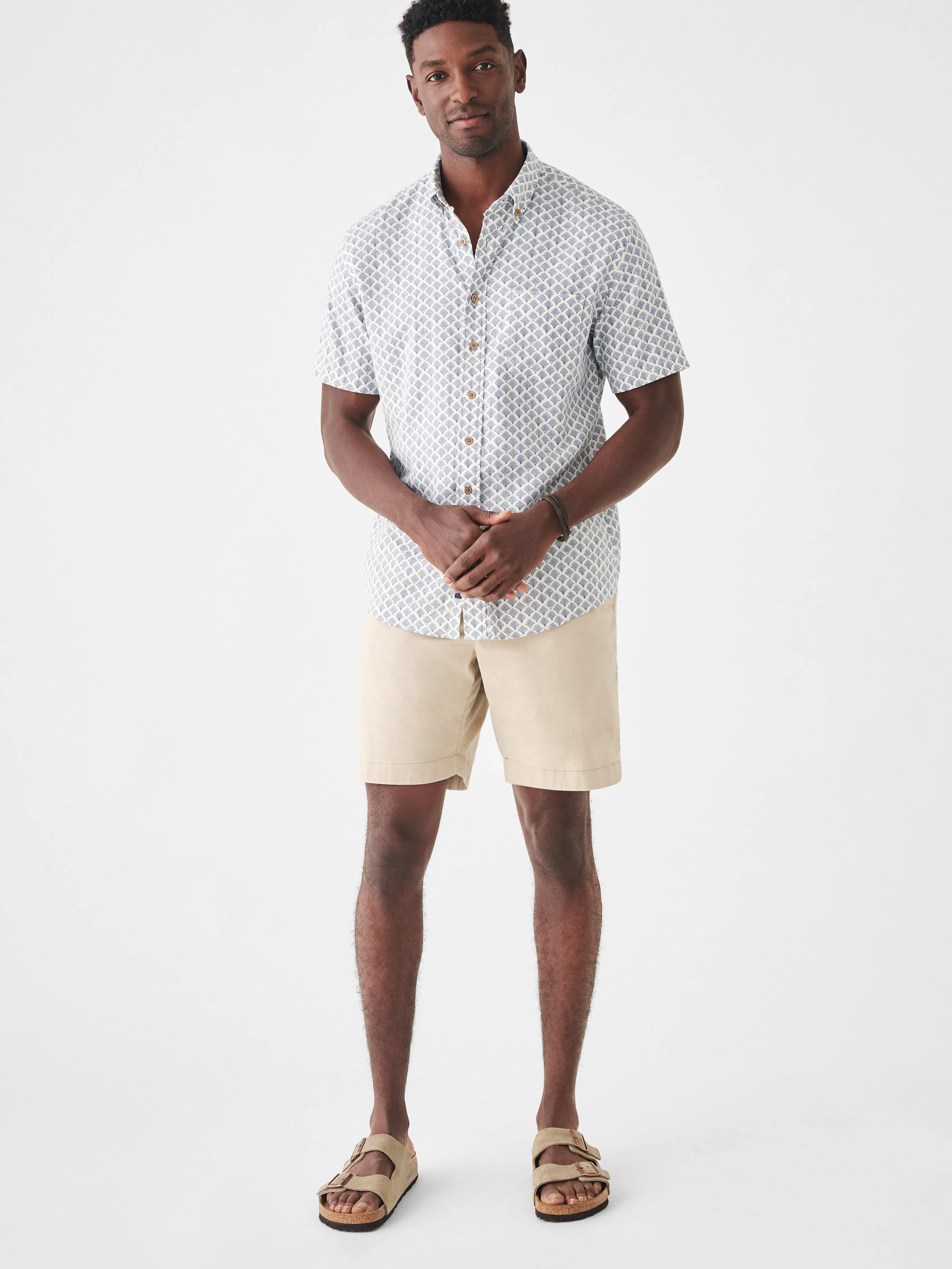 Short-Sleeve Breeze Shirt - White Wall Scallop Print sold by Faherty product image thumbnail 3