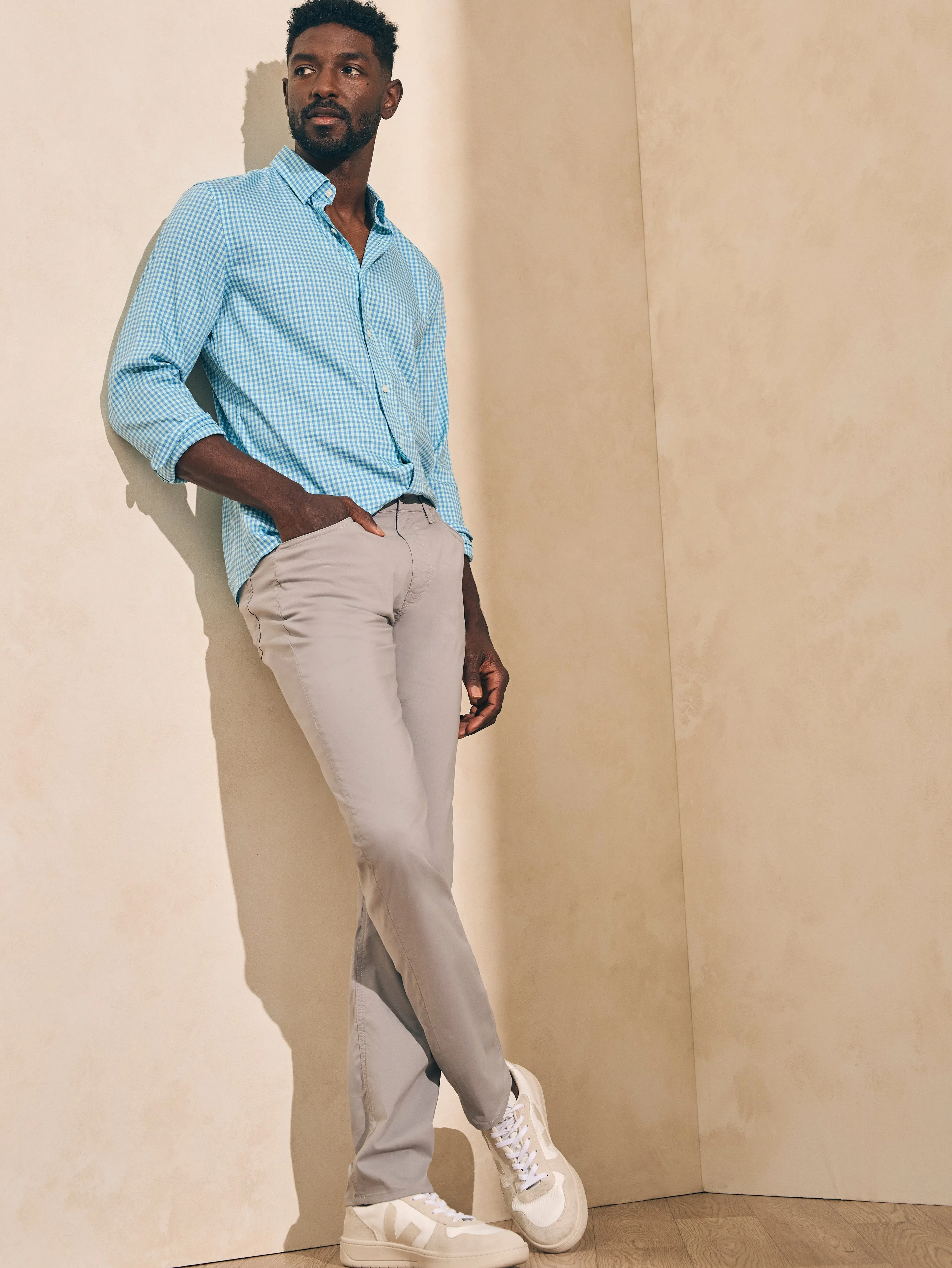 Movement™ 5-Pocket Pant (32" Inseam) - Fossil sold by Faherty product image thumbnail 4