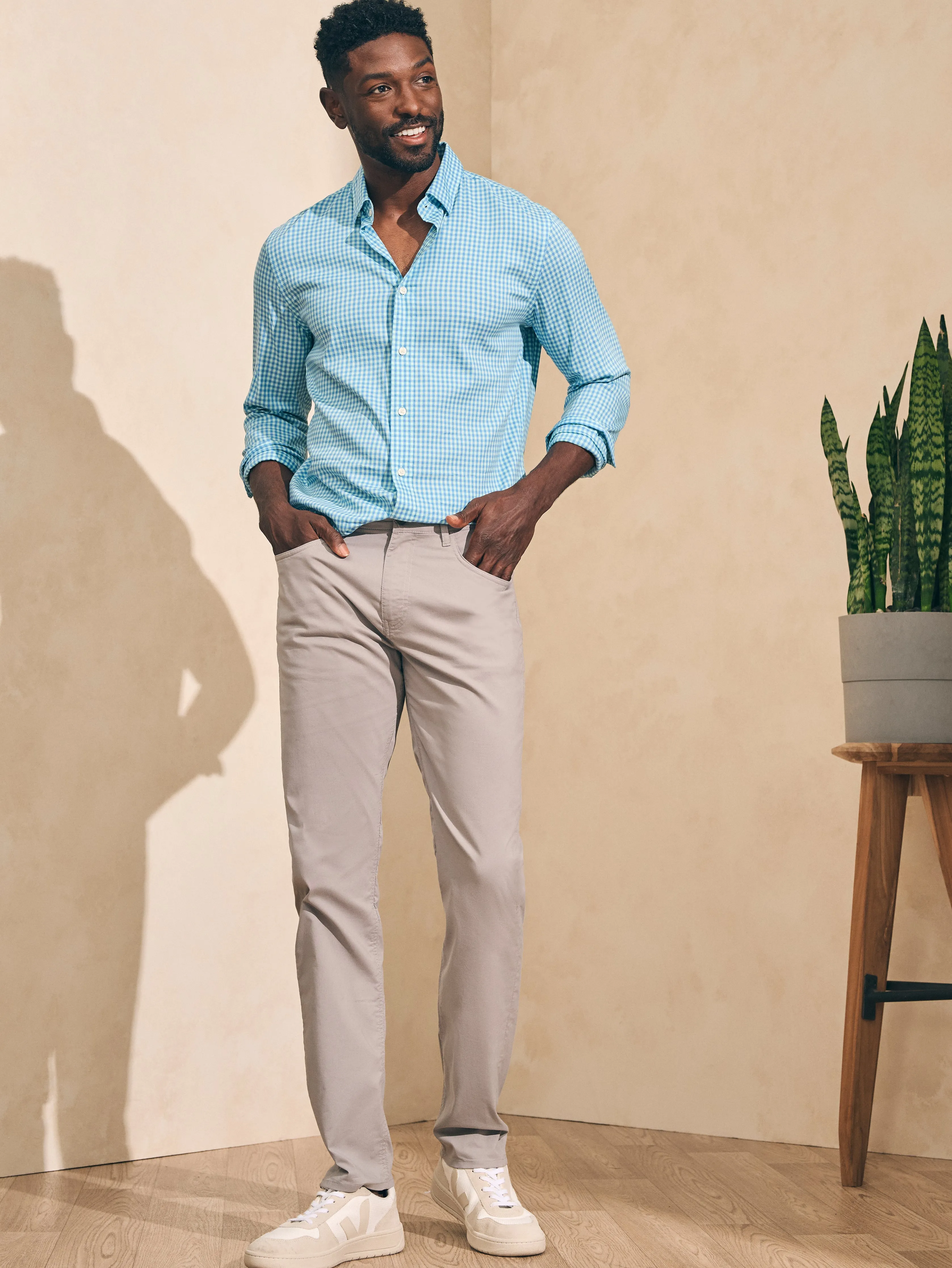 Movement™ 5-Pocket Pant (32" Inseam) - Fossil sold by Faherty product image thumbnail 3