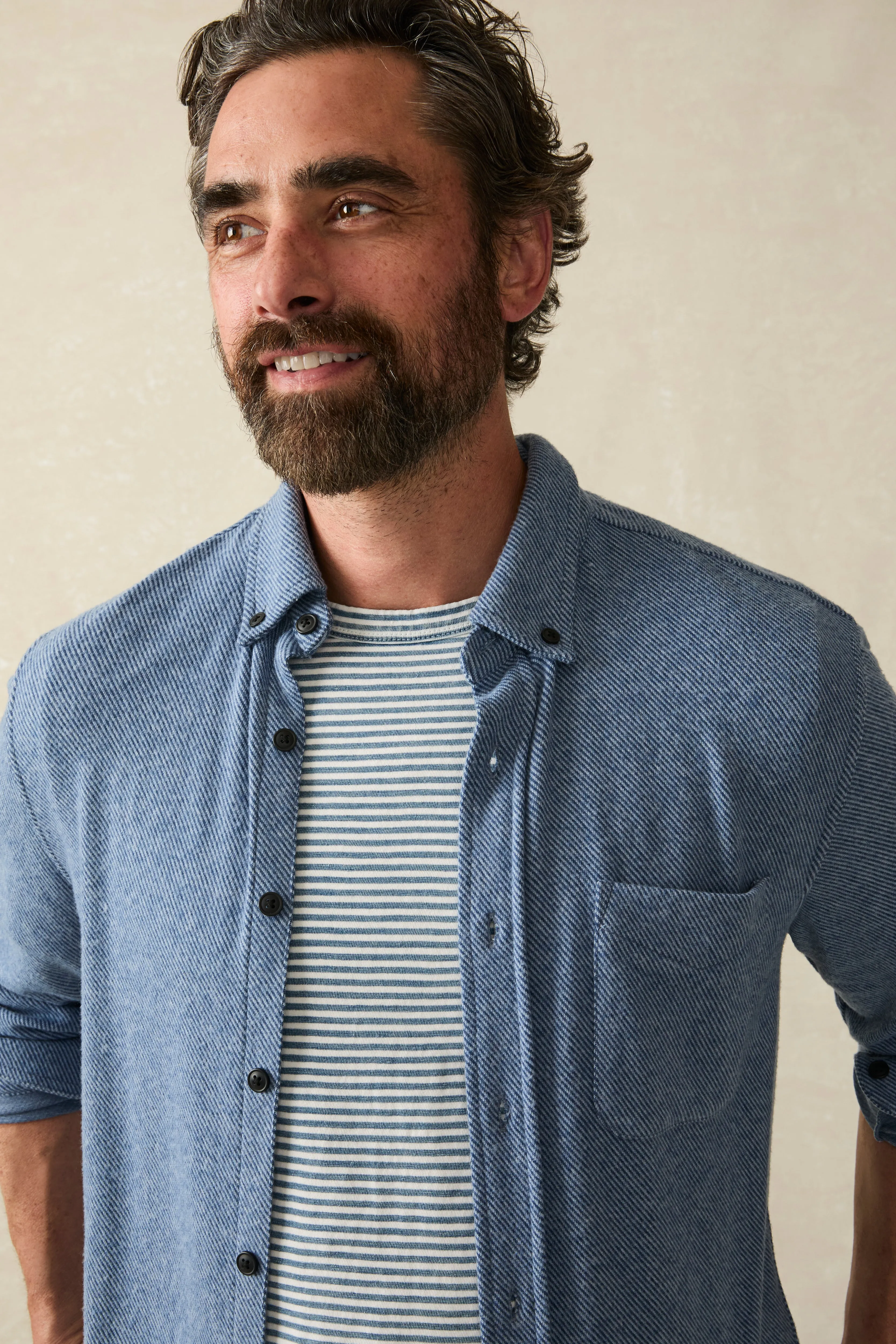 Legend™ Sweater Shirt (Single Pocket) - Glacier Blue Twill sold by Faherty product image thumbnail 4