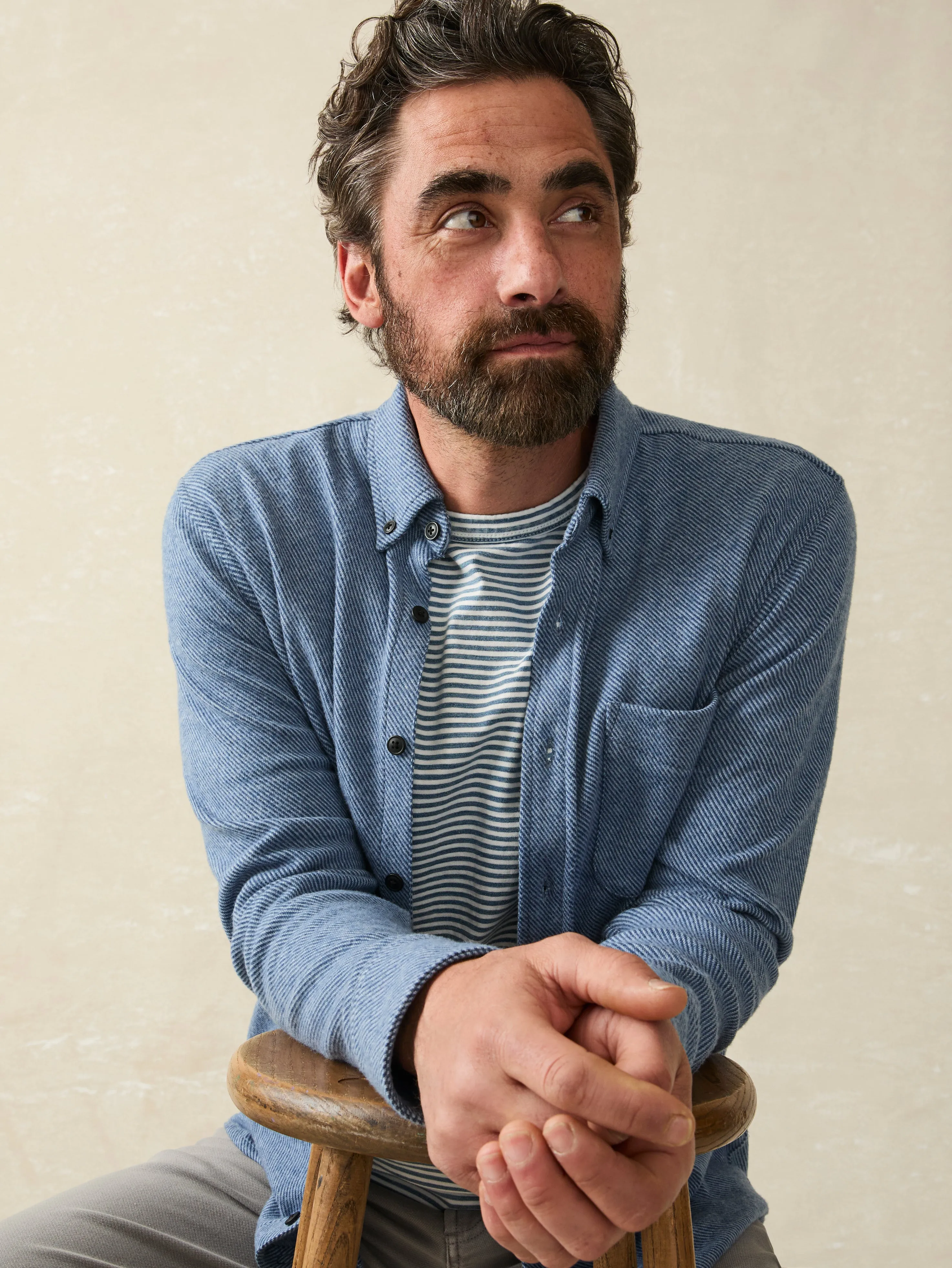 Legend™ Sweater Shirt (Single Pocket) - Glacier Blue Twill sold by Faherty product image thumbnail 2