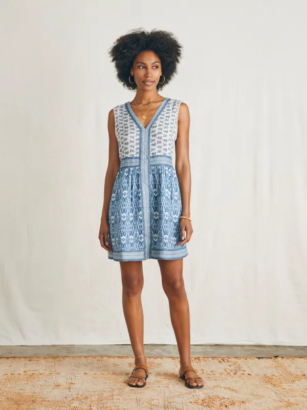 Macey Dress - Blue Clara Ikat sold by Faherty