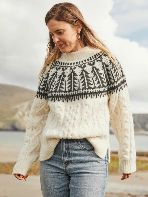Native Knitter Frost Fair Isle Crew - White Sheep Camp sold by Faherty