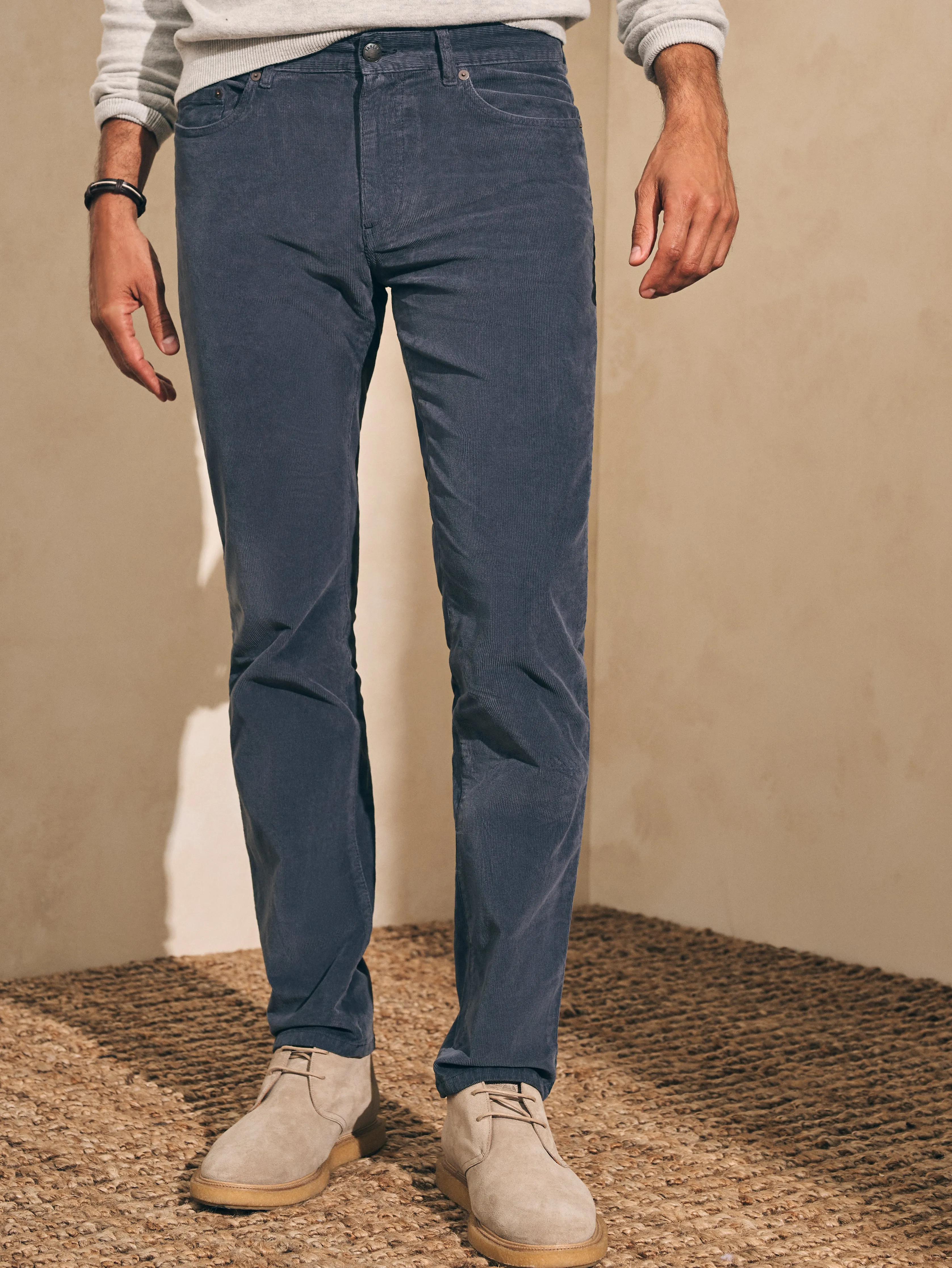 Stretch Corduroy 5-Pocket Pant (32" Inseam) - Faded Navy sold by Faherty