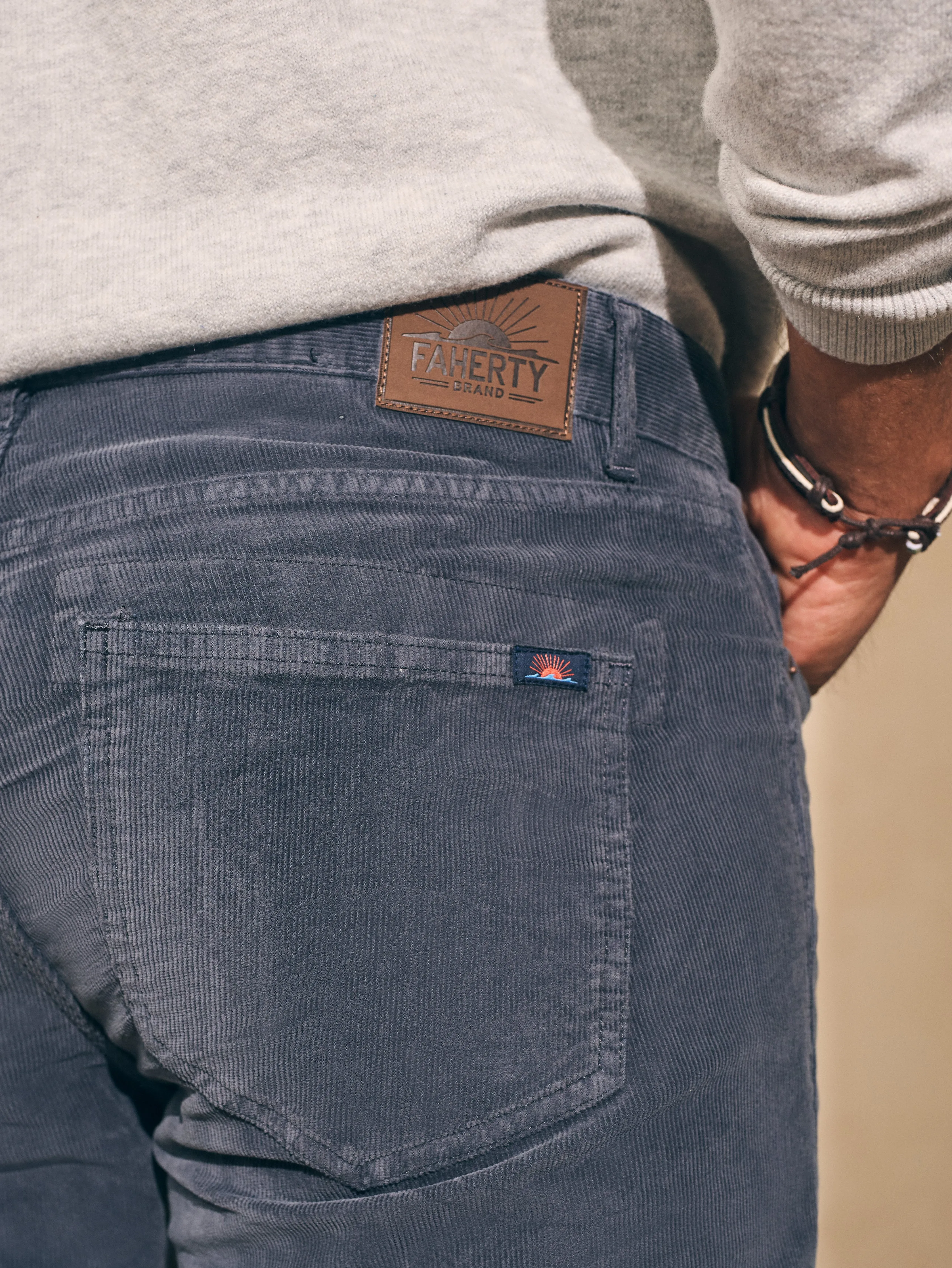 Stretch Corduroy 5-Pocket Pant (32" Inseam) - Faded Navy sold by Faherty product image thumbnail 4