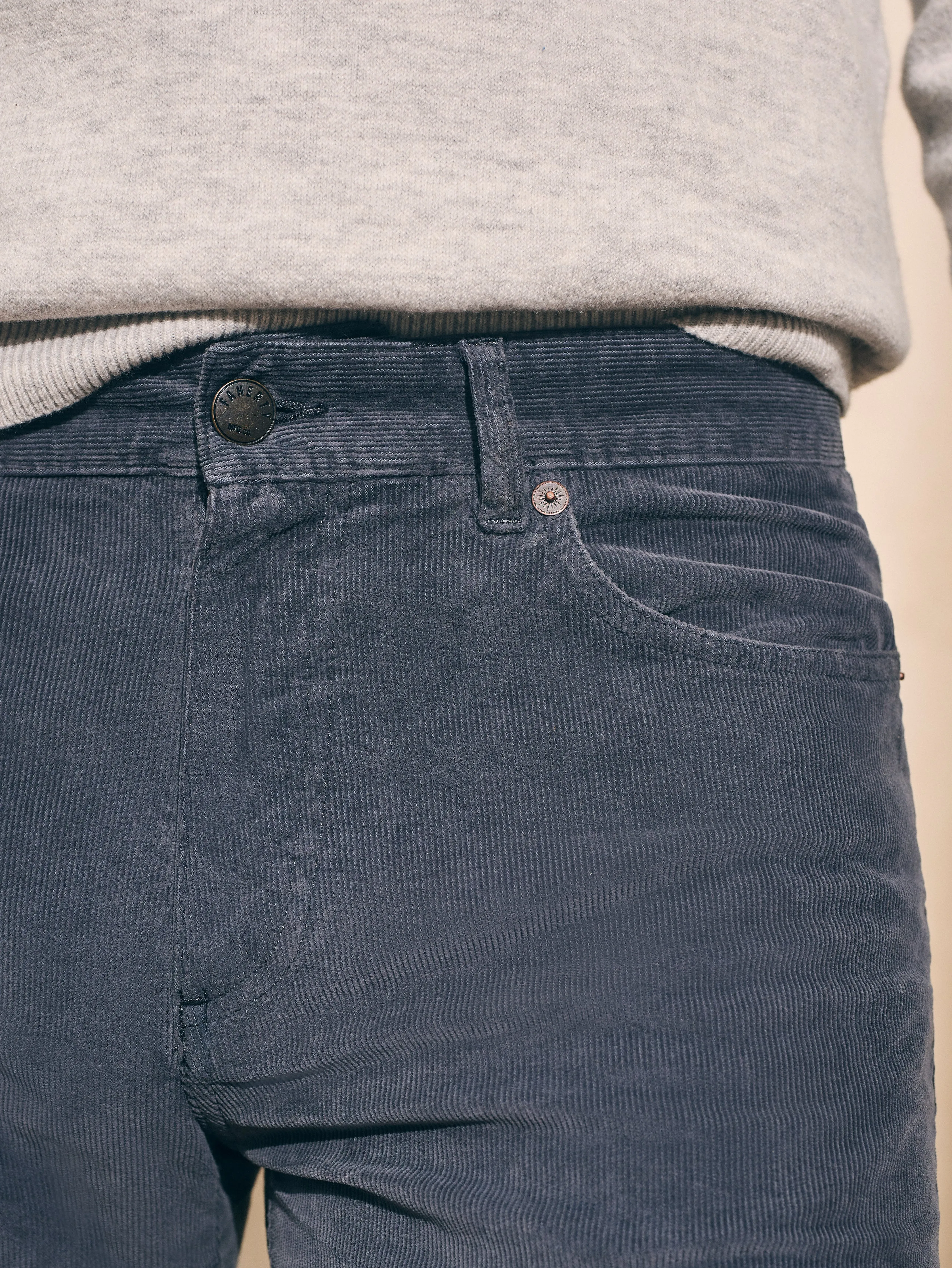 Stretch Corduroy 5-Pocket Pant (32" Inseam) - Faded Navy sold by Faherty product image thumbnail 3