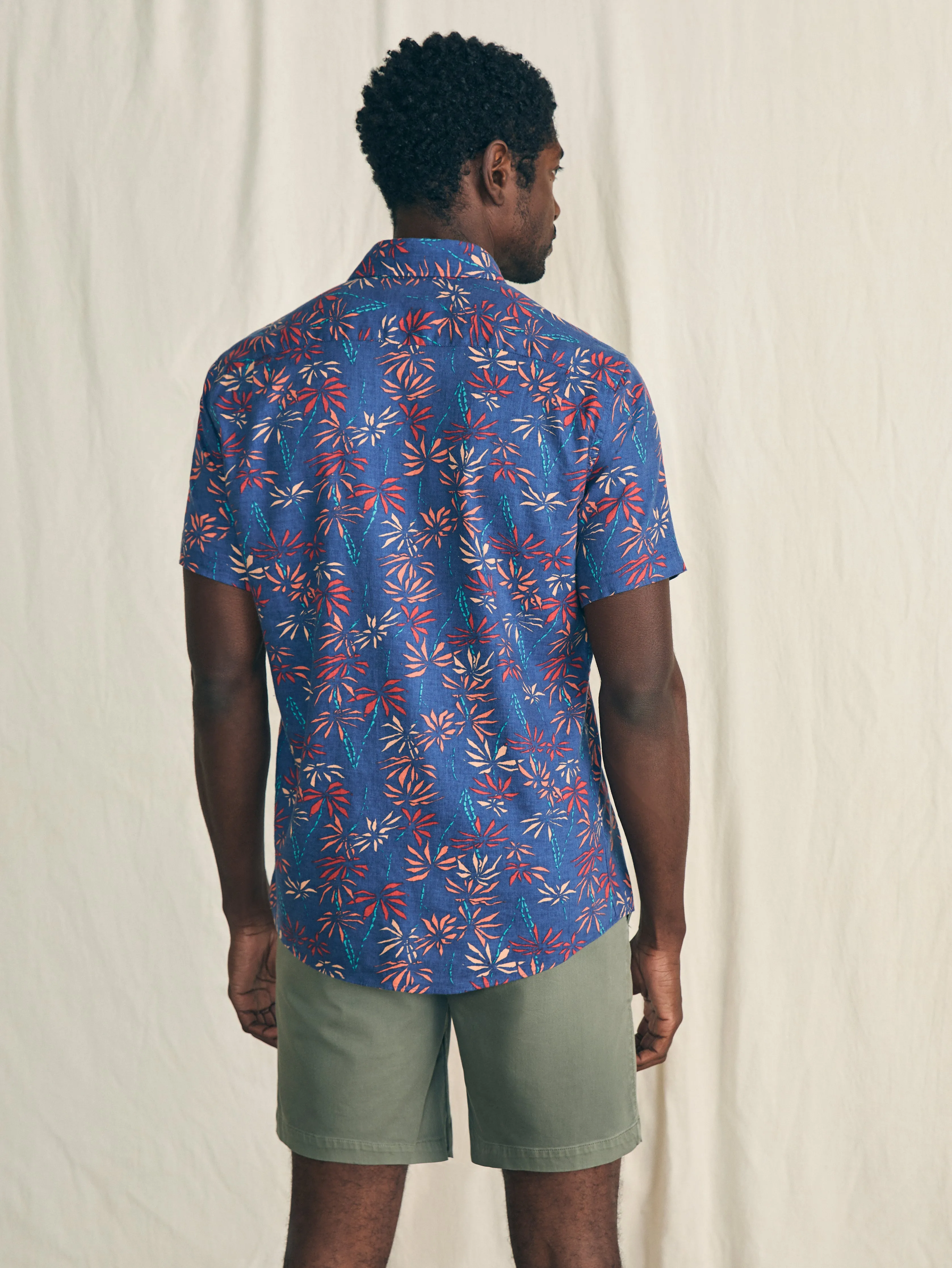 Short-Sleeve Breeze Shirt - Navy Tide Bamboo sold by Faherty product image thumbnail 5