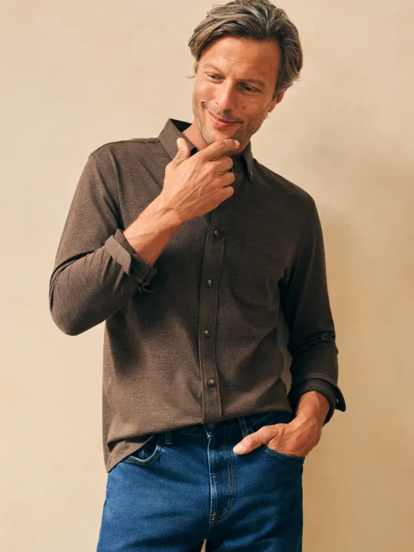 Houndstooth Knit Shirt - Brown Houndstooth sold by Faherty