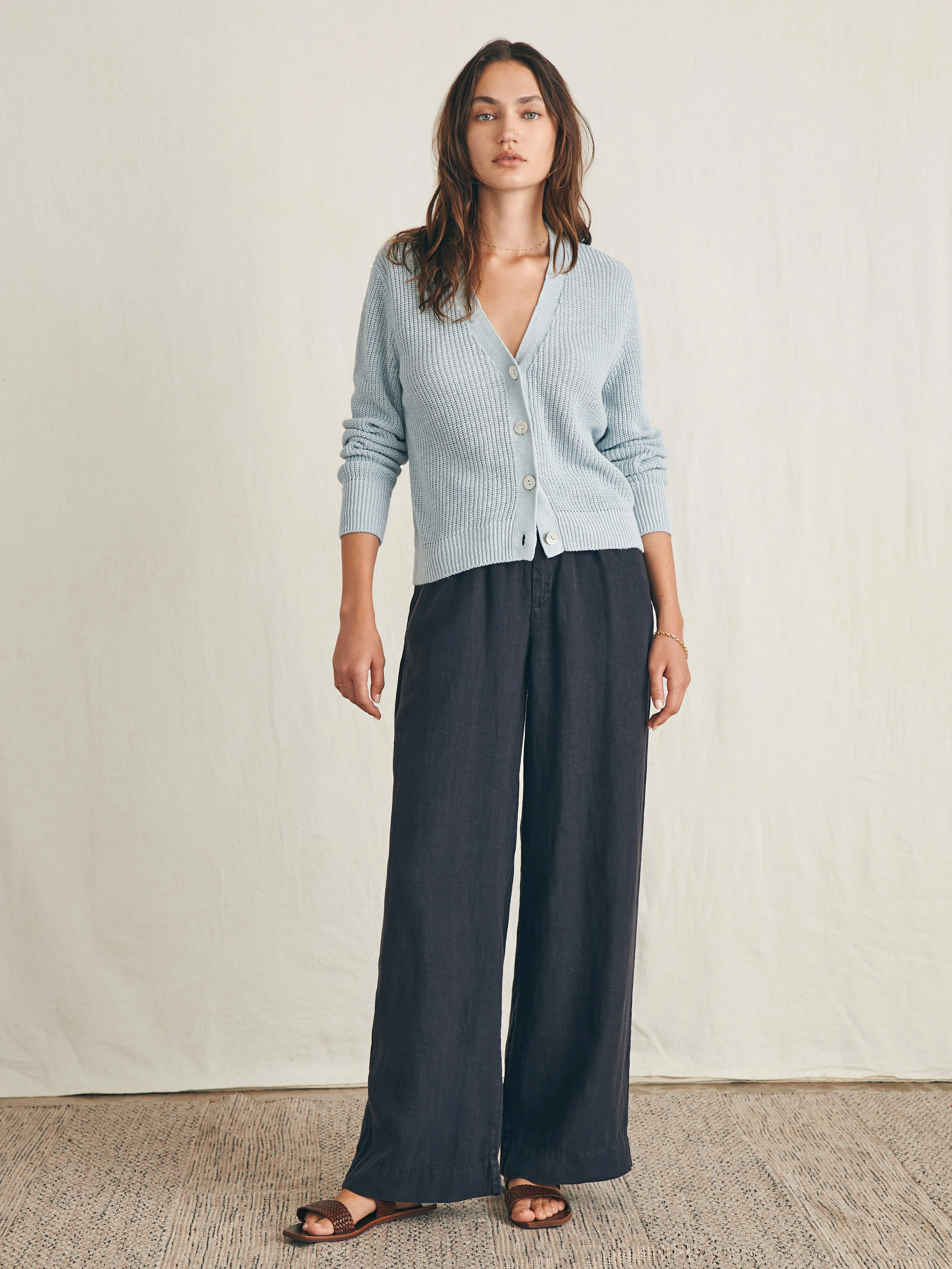 Miramar Linen Cardigan - Chalk Blue sold by Faherty product image thumbnail 4