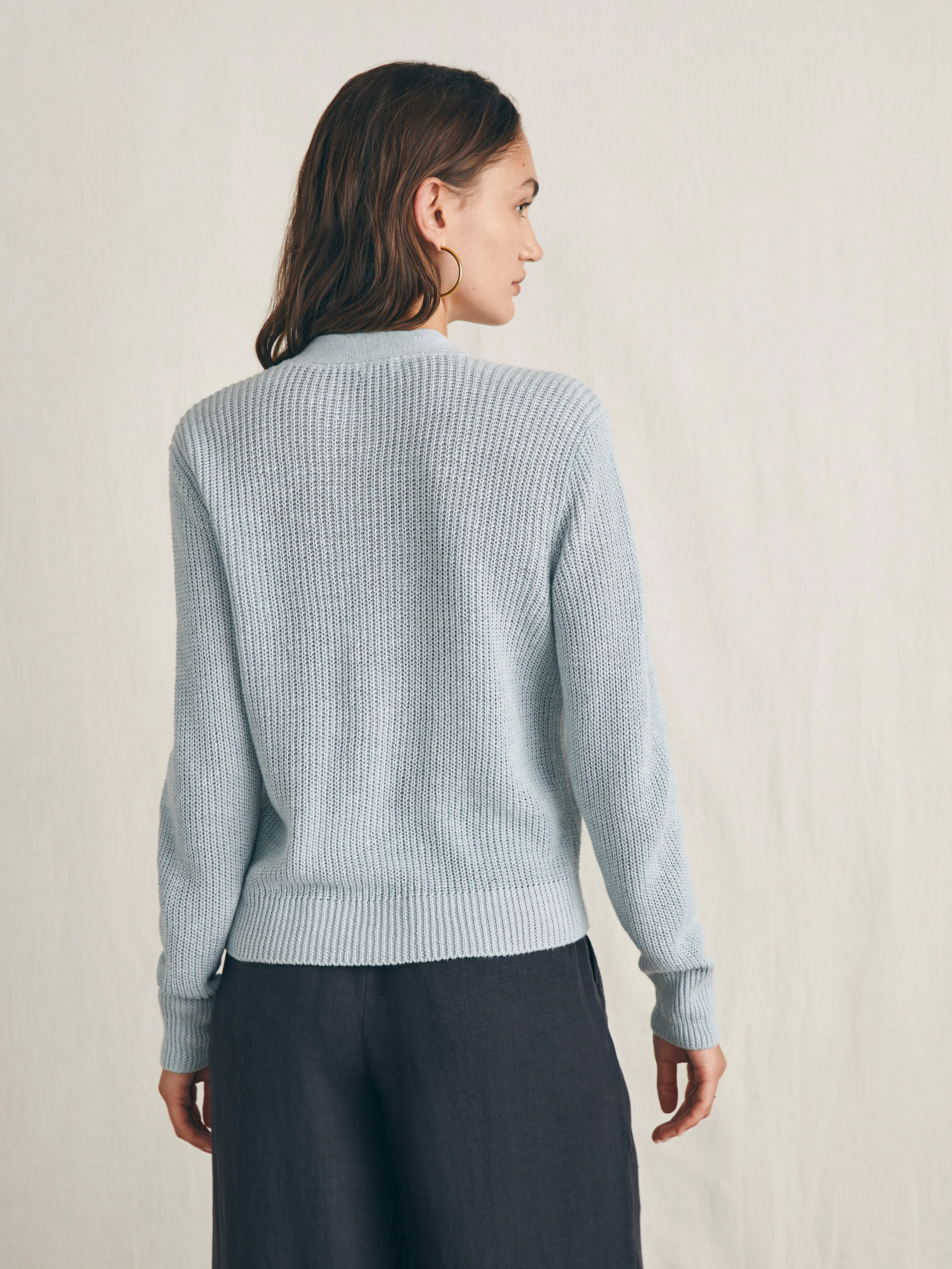 Miramar Linen Cardigan - Chalk Blue sold by Faherty product image thumbnail 5