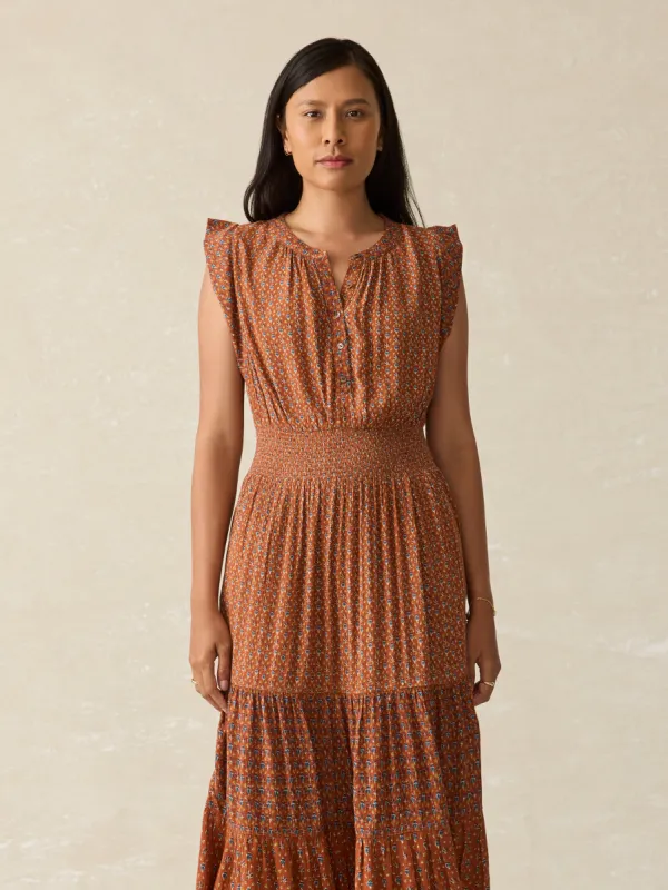 Woodstock Midi Dress - Chestnut Blossom sold by Faherty