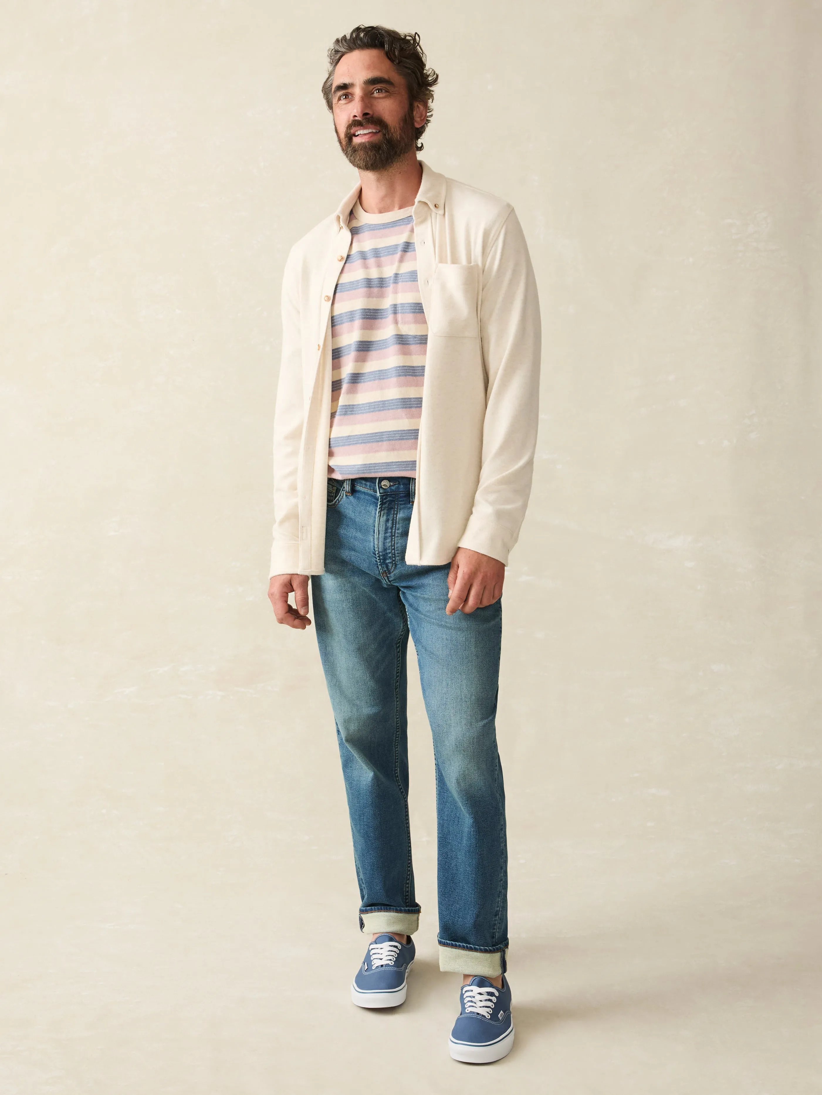 Stretch Terry 5-Pocket Athletic Fit Pant - Indigo Ocean Wash sold by Faherty product image thumbnail 3