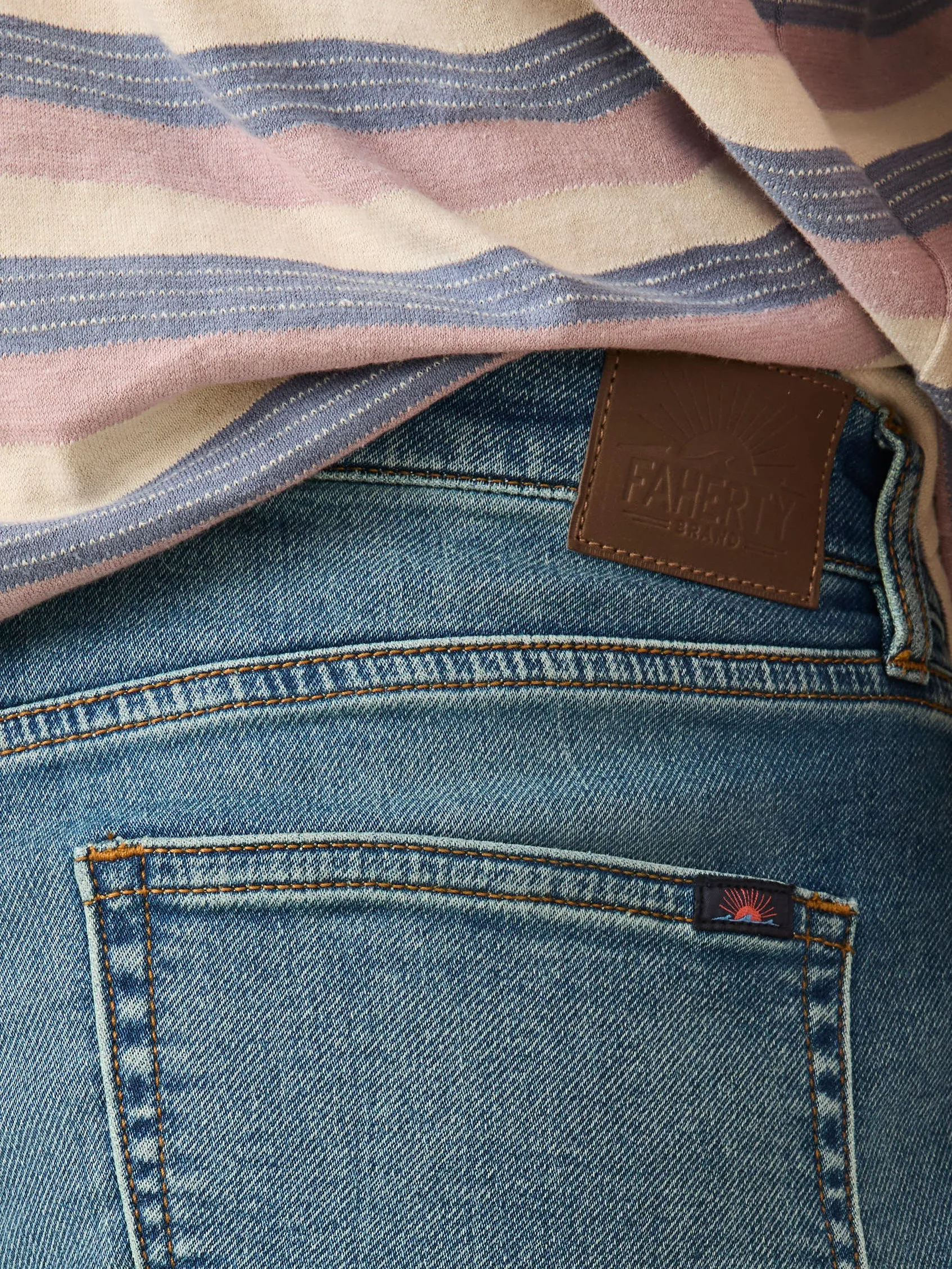 Stretch Terry 5-Pocket Athletic Fit Pant - Indigo Ocean Wash sold by Faherty product image thumbnail 4