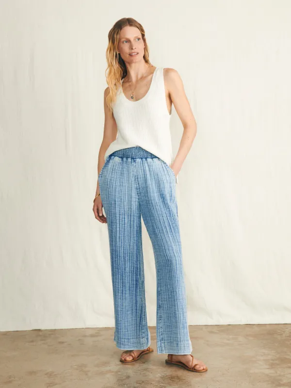 Dream Cotton Gauze Wide Leg Pant - Light Indigo Wash sold by Faherty