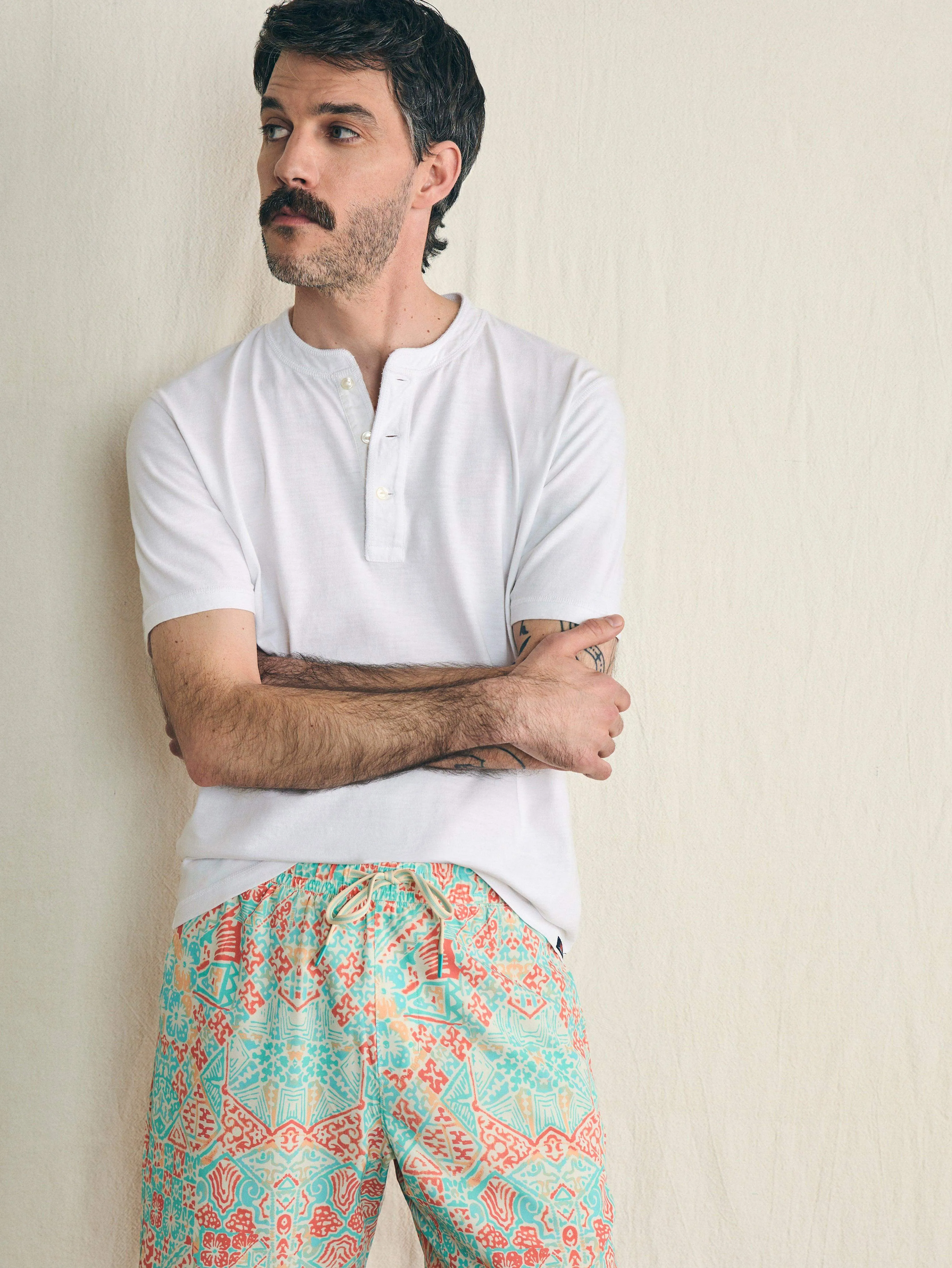 Shorelite Active Swim Short (7" Inseam) - Tropic Clay Block Print sold by Faherty product image thumbnail 5