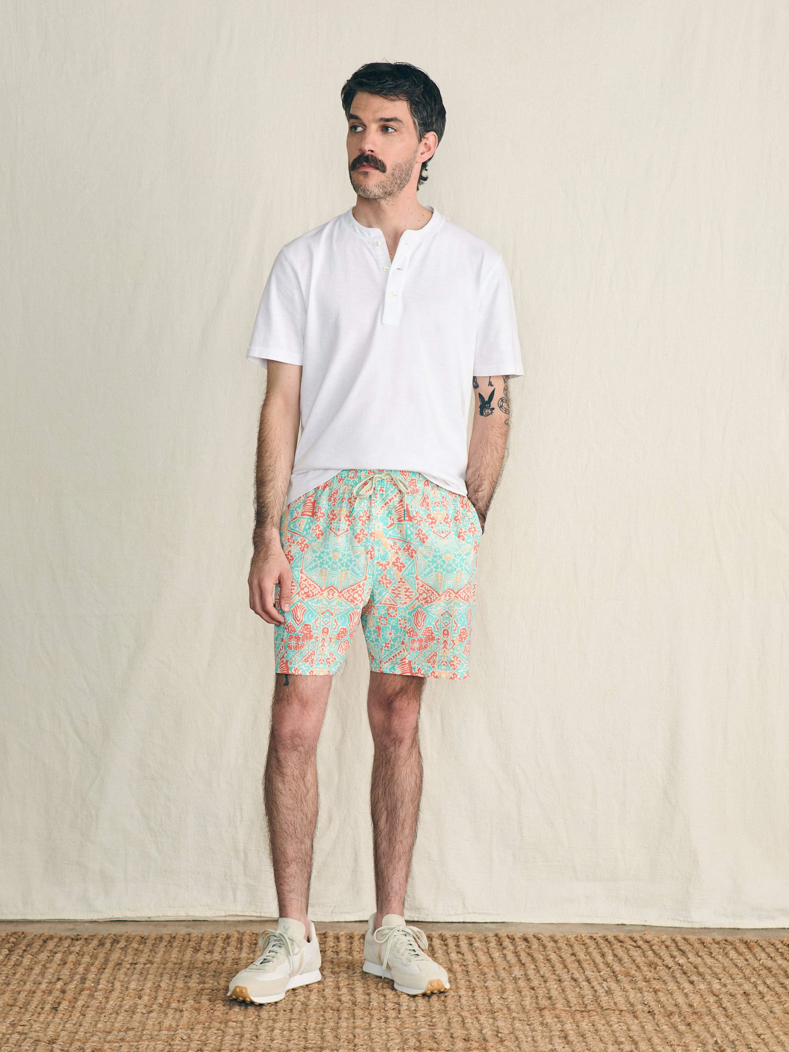 Shorelite Active Swim Short (7" Inseam) - Tropic Clay Block Print sold by Faherty product image thumbnail 2