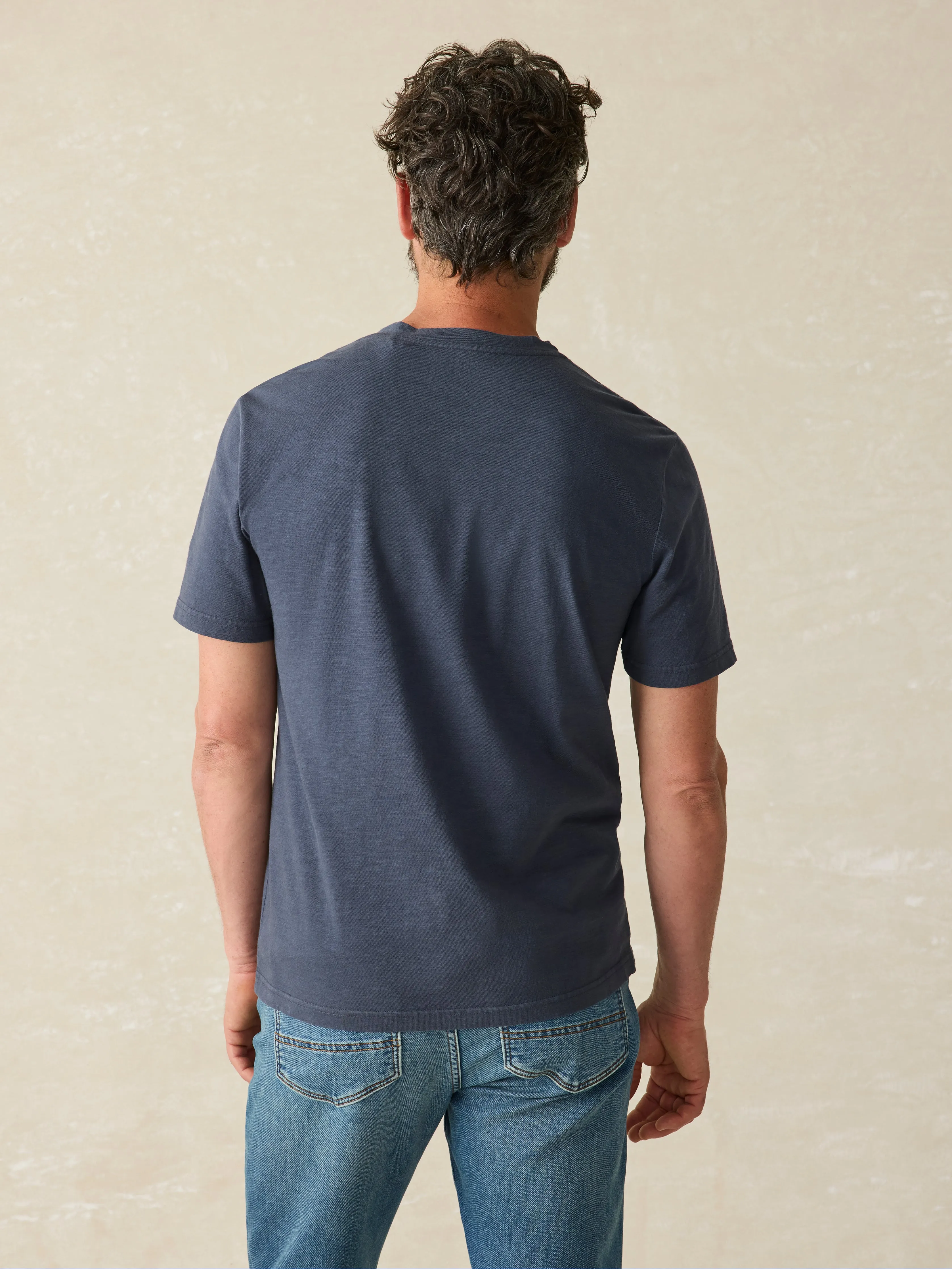 Sunwashed V-Neck Tee - Dune Navy sold by Faherty product image thumbnail 5