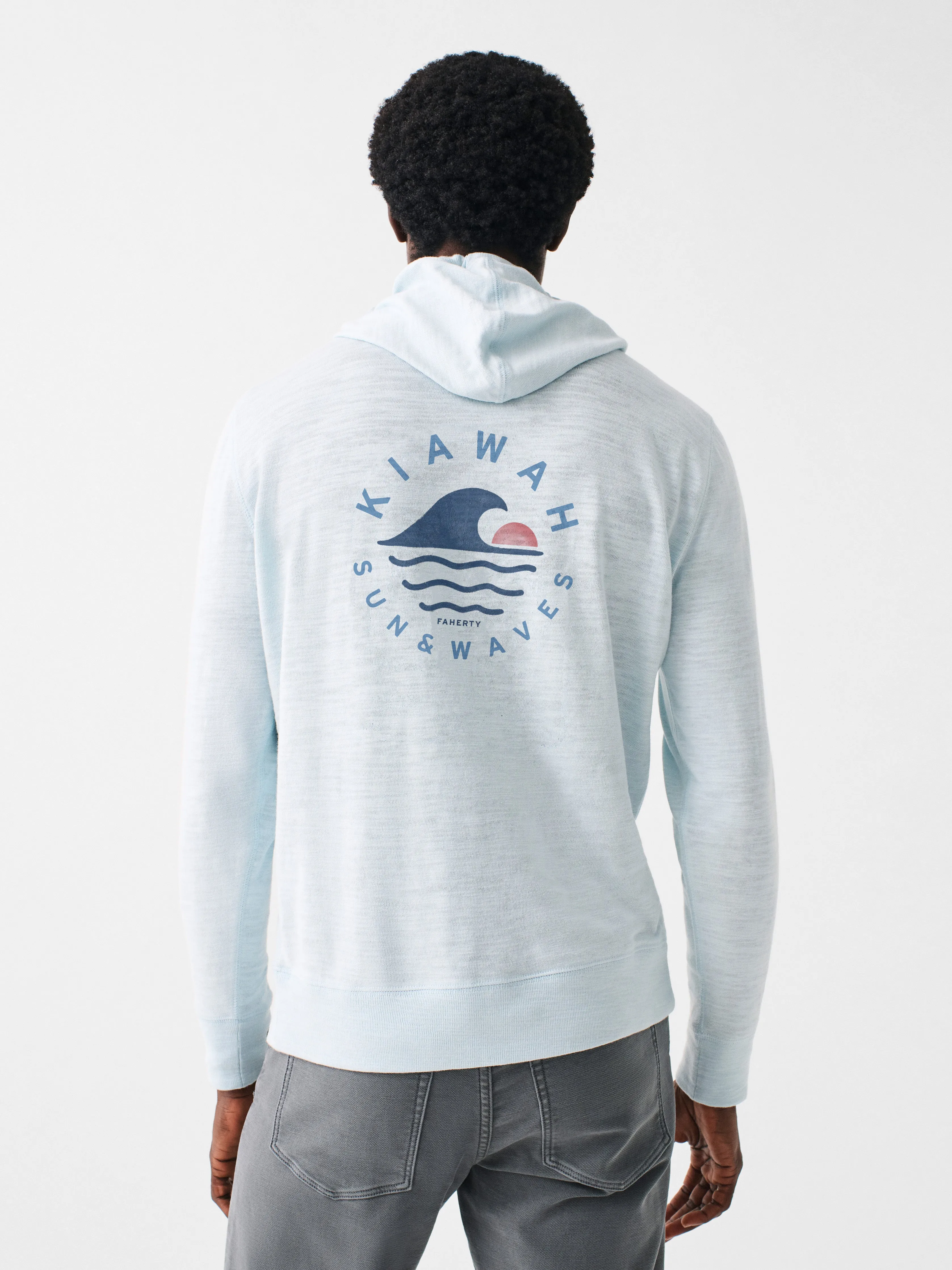 Kiawah Heritage Slub Cotton Hoodie - Sky sold by Faherty
