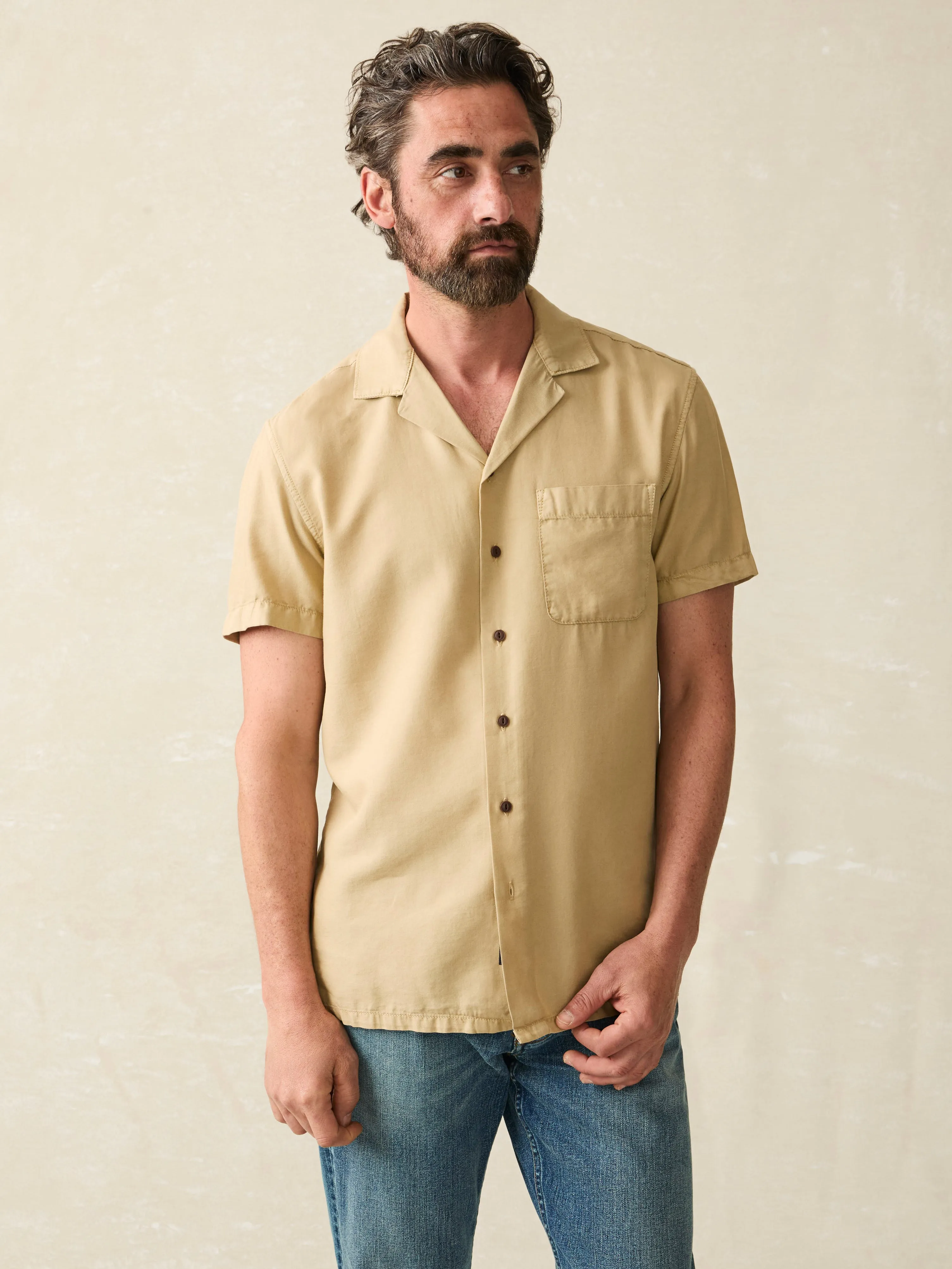 Short-Sleeve Getaway Camp Shirt - Safari Khaki sold by Faherty product image thumbnail 3