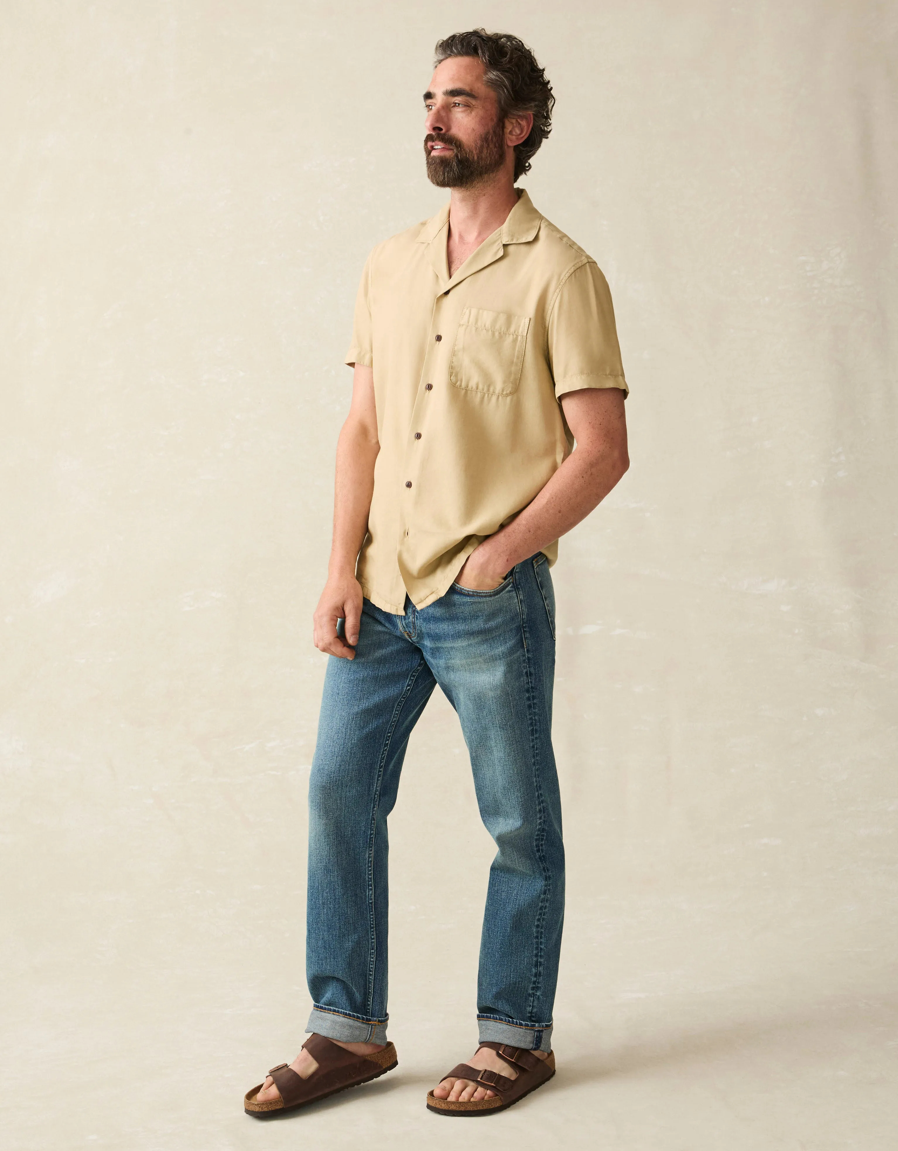 Short-Sleeve Getaway Camp Shirt - Safari Khaki sold by Faherty product image thumbnail 4