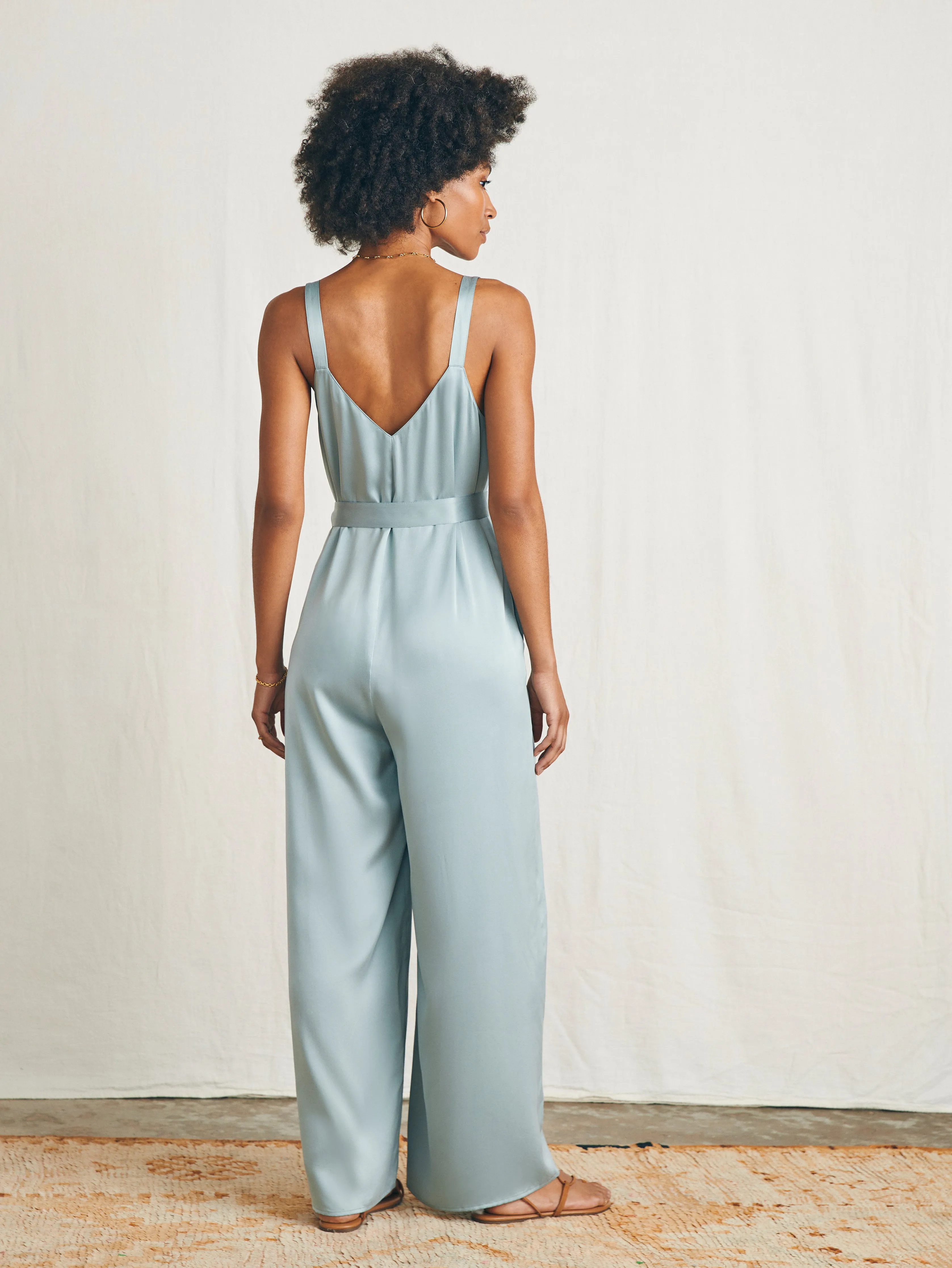 Sandwashed Silk Jumpsuit - Silver Blue sold by Faherty product image thumbnail 4