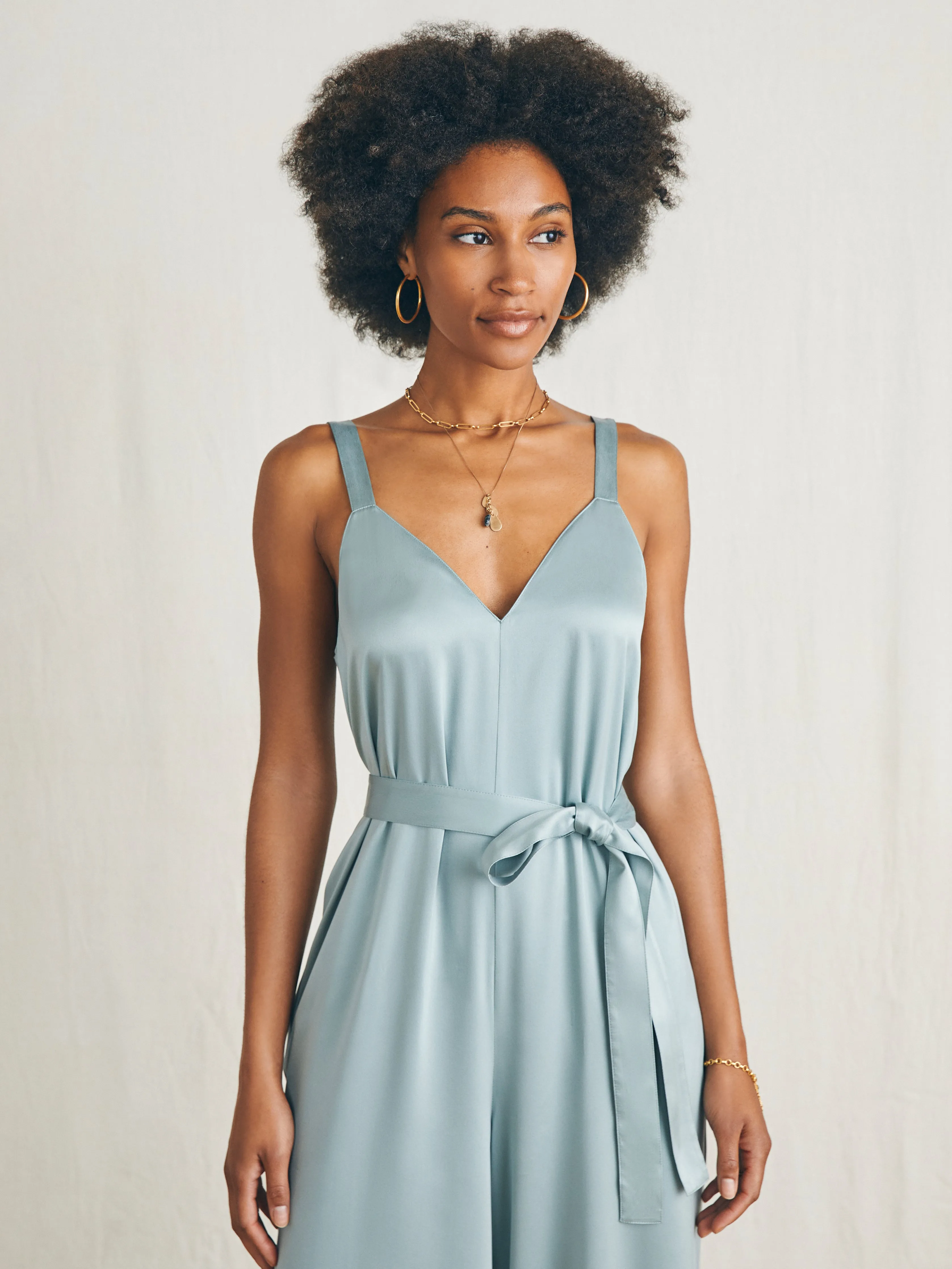 Sandwashed Silk Jumpsuit - Silver Blue sold by Faherty product image thumbnail 2