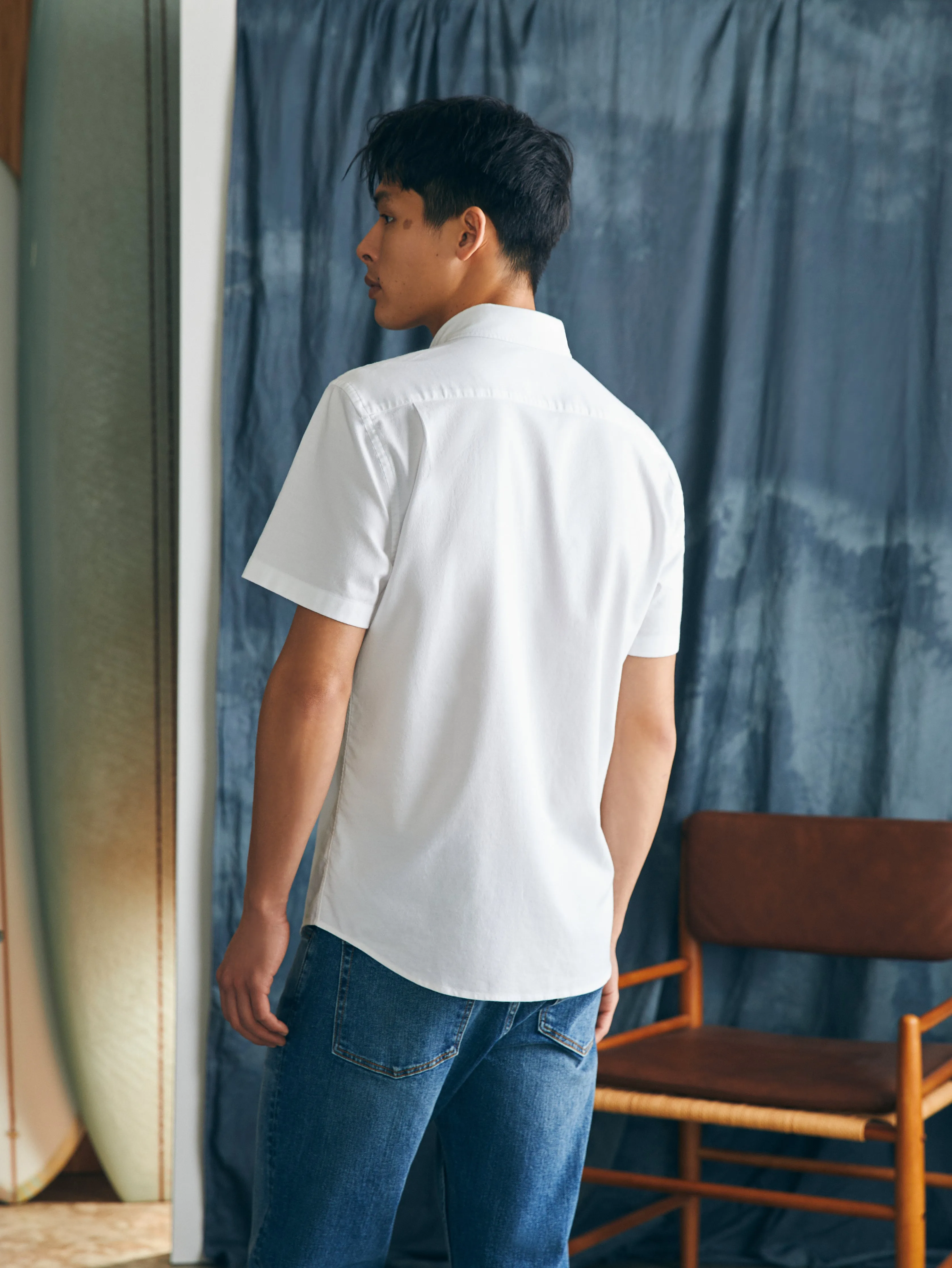 Short-Sleeve Supima Oxford Shirt - Pure White sold by Faherty product image thumbnail 5